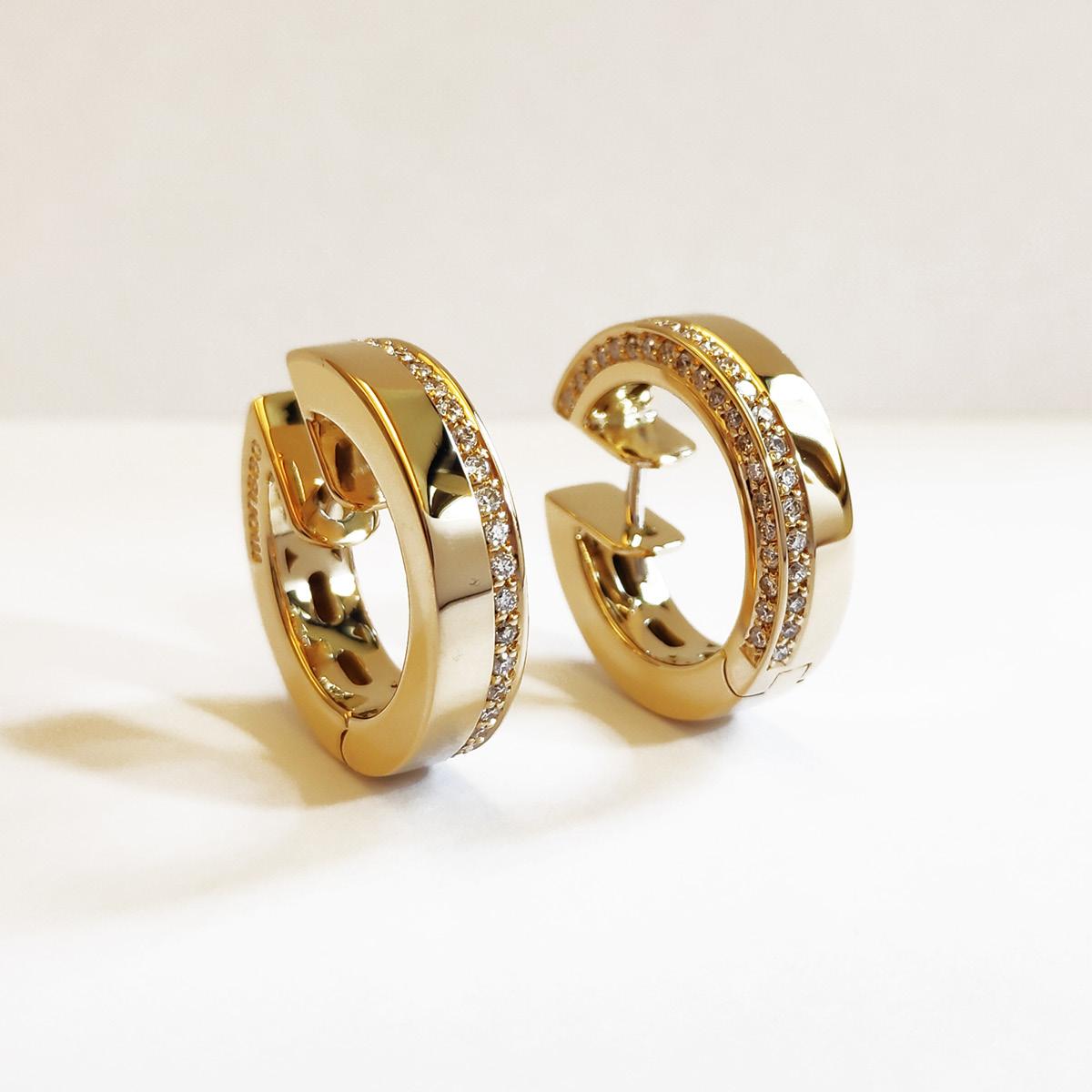 Women's or Men's Monseo Yellow Gold Diamonds Hoop Earrings For Sale