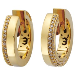 Monseo Yellow Gold Diamonds Hoop Earrings