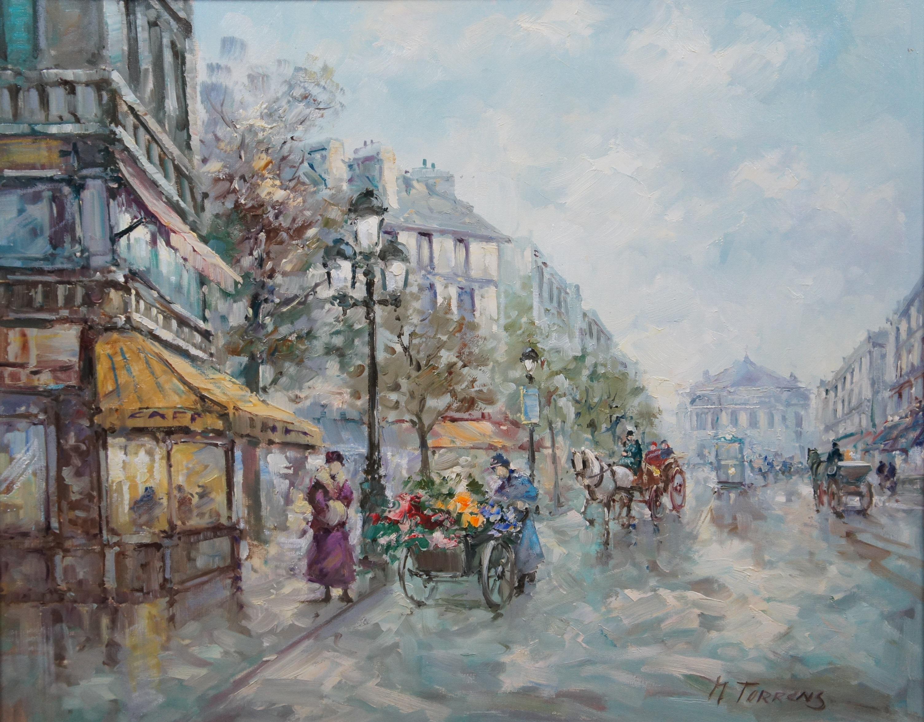 Monserrat Torrens Paris France Cityscape Street Scene Carriage Oil Painting 39