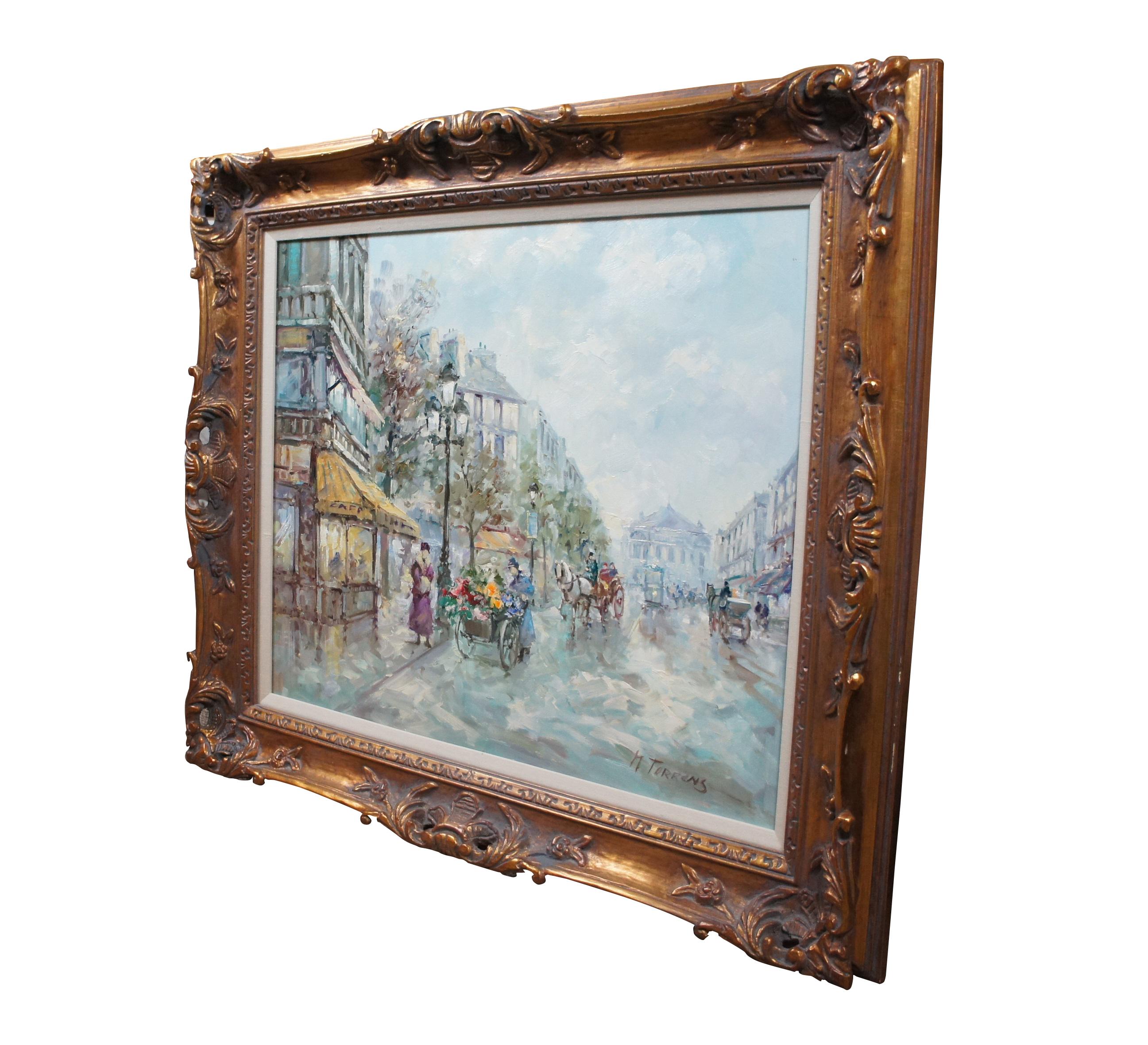 Expressionist Monserrat Torrens Paris France Cityscape Street Scene Carriage Oil Painting 39