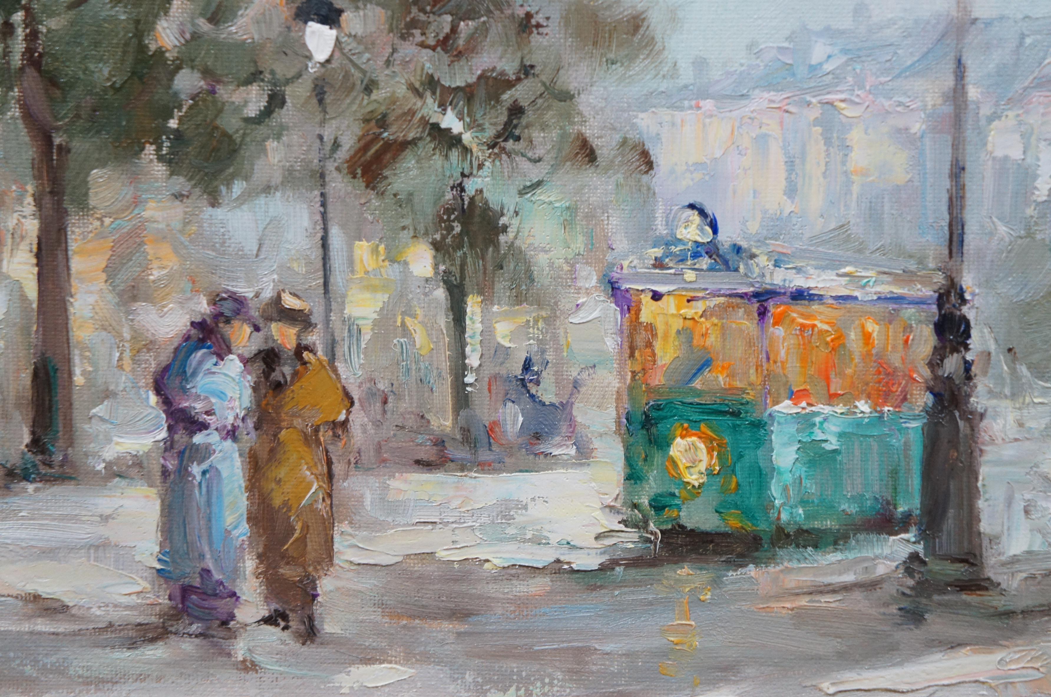 Monserrat Torrens Paris France Street Car Cityscape Scene Oil Painting 40