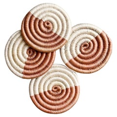 Monserrate Hand-Woven Coasters in Salmon Pink, set of 4