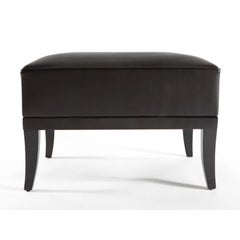 Monsieur T Ottoman in Grey Leather & Nickel by Munna