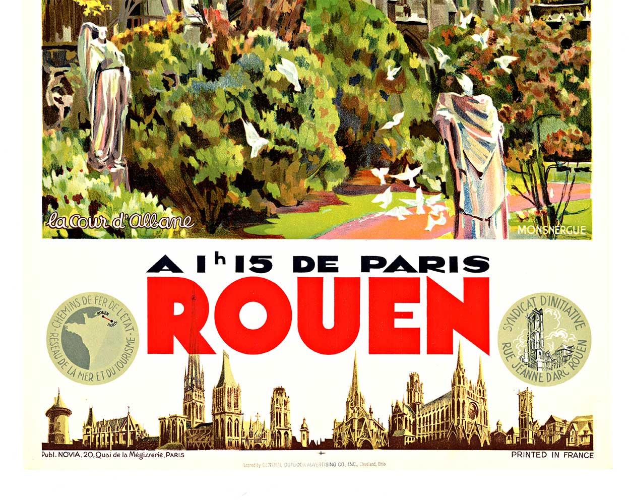 Rouen (Francia) prezzo del viaggio vintage  La Cour d'Albane - Print Art Nouveau di Monsnergue