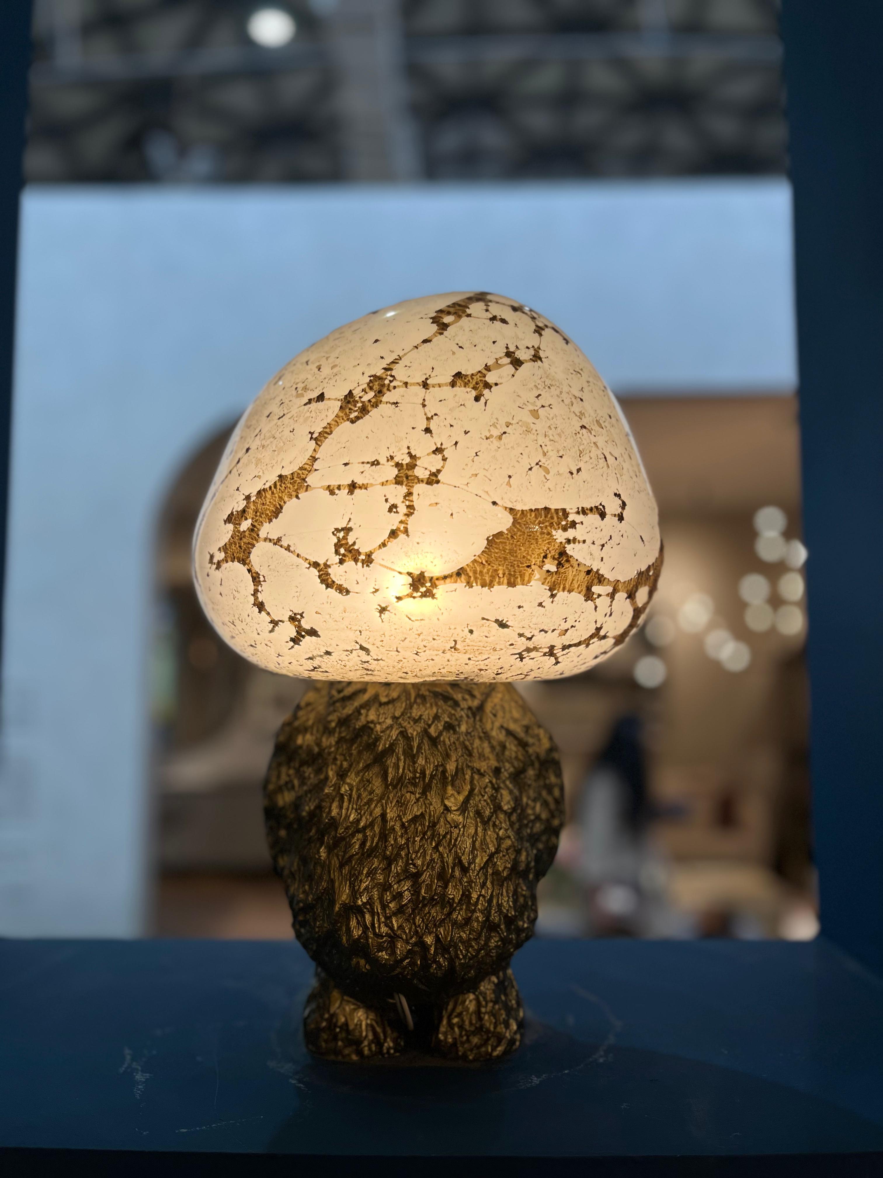 Monster Brainy with Hand-blown Glass Brain and Textured Brass In New Condition For Sale In Mumbai, India, Maharashtra