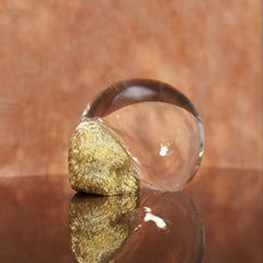 Monster Buddha with Hand-blown Glass Head and Textured Brass