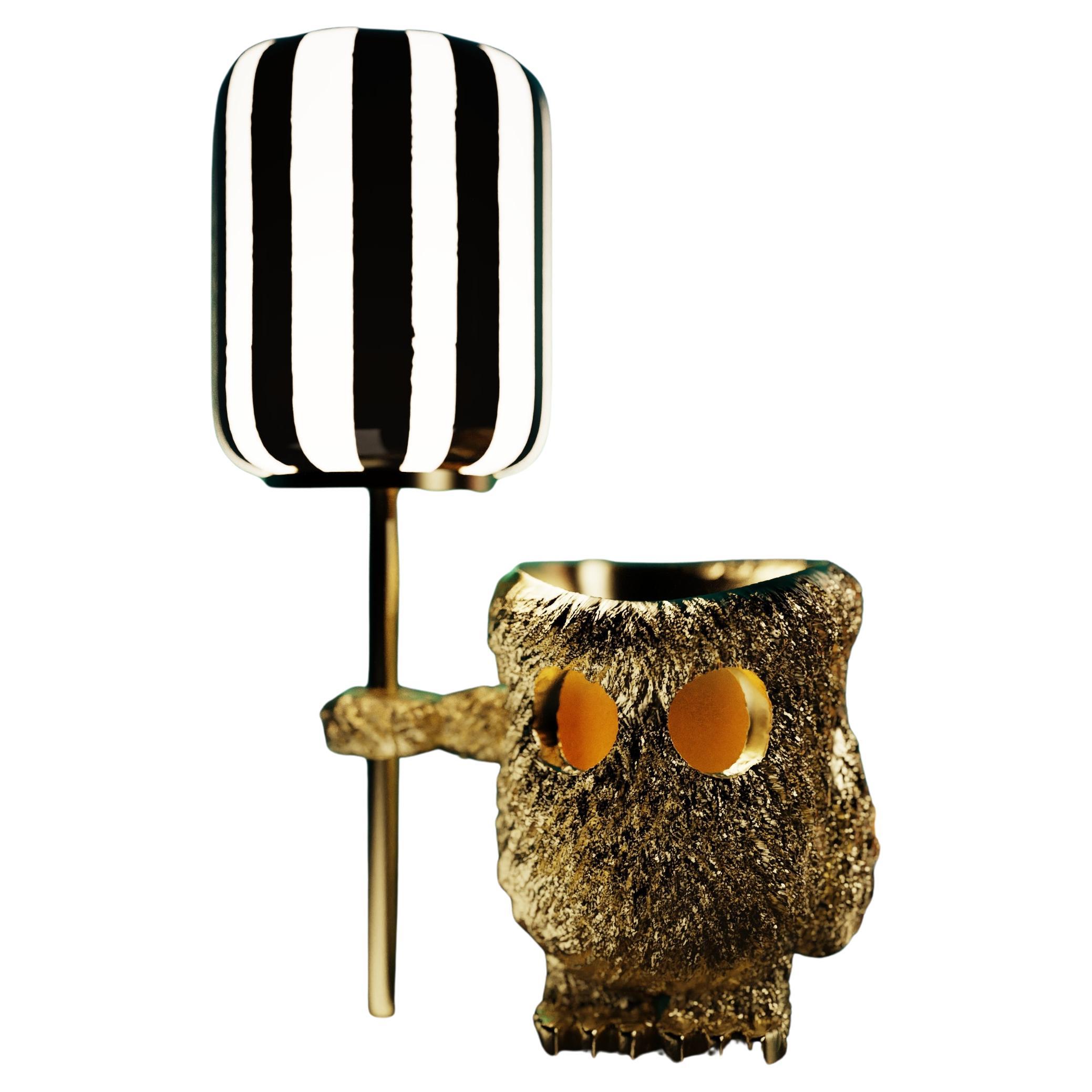 Monster Grumpy with Hand-blown Bullseye Candy and Textured Brass