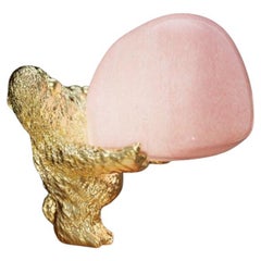 Monster Gum with Pink Hand-blown Glass Bubble and Textured Brass