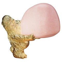 Monster Gum with Pink Hand-blown Glass Bubble and Textured Brass