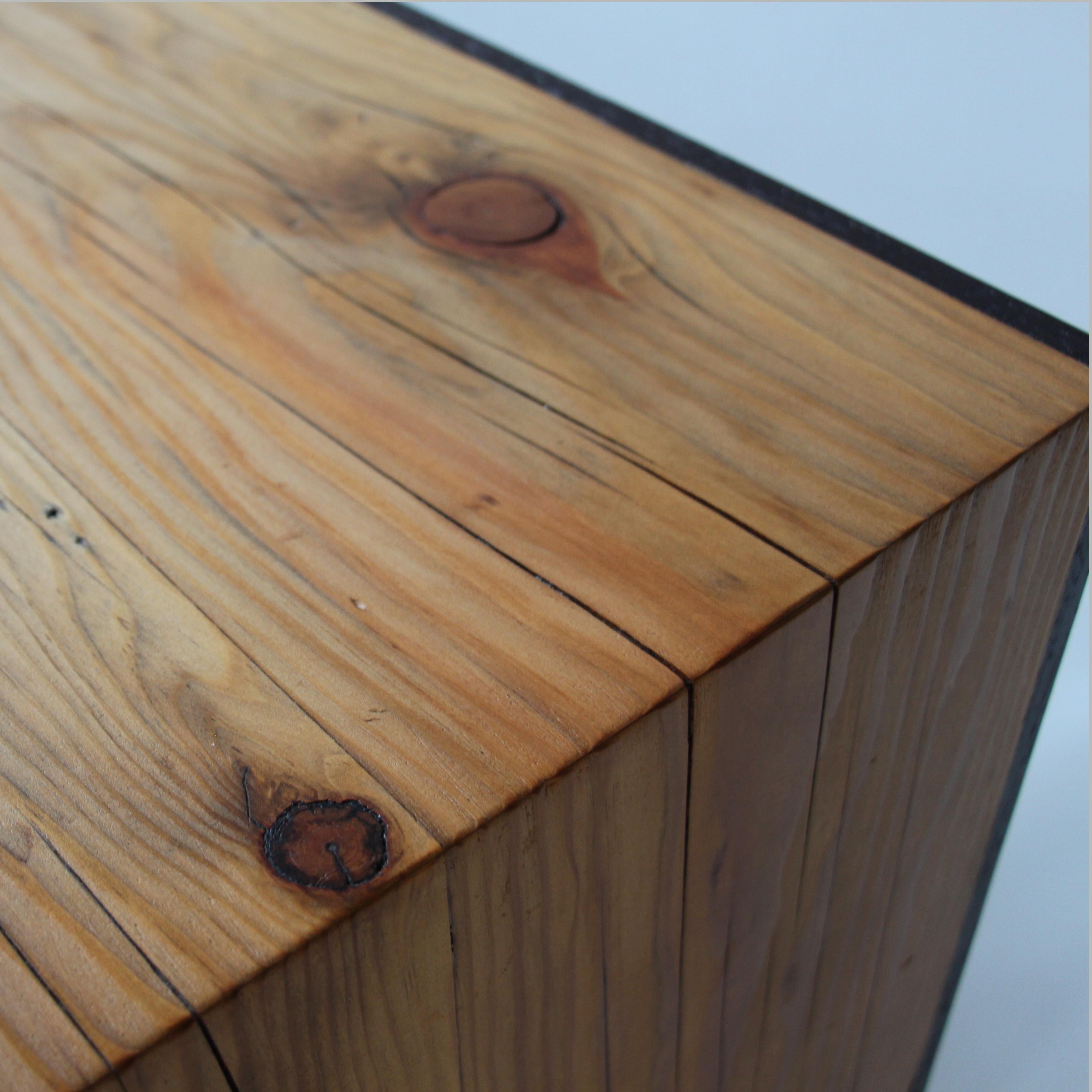 Contemporary Monster Island Coffee Table Bench in Reclaimed Fir, Edged in Wengue - in stock