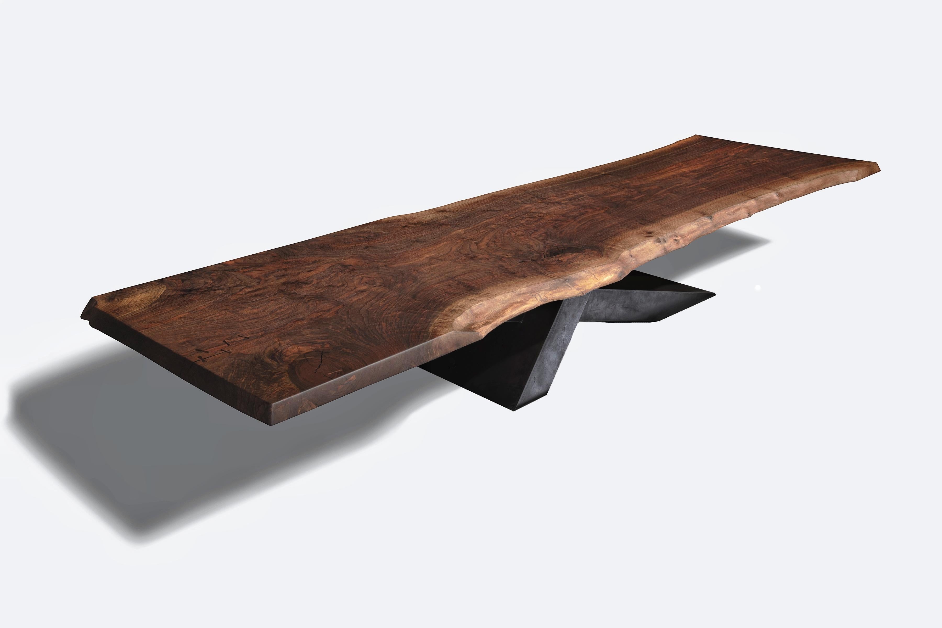 Organique En stock -16 Foot Single Slab Claro Walnut Cantilever Base Table  en vente