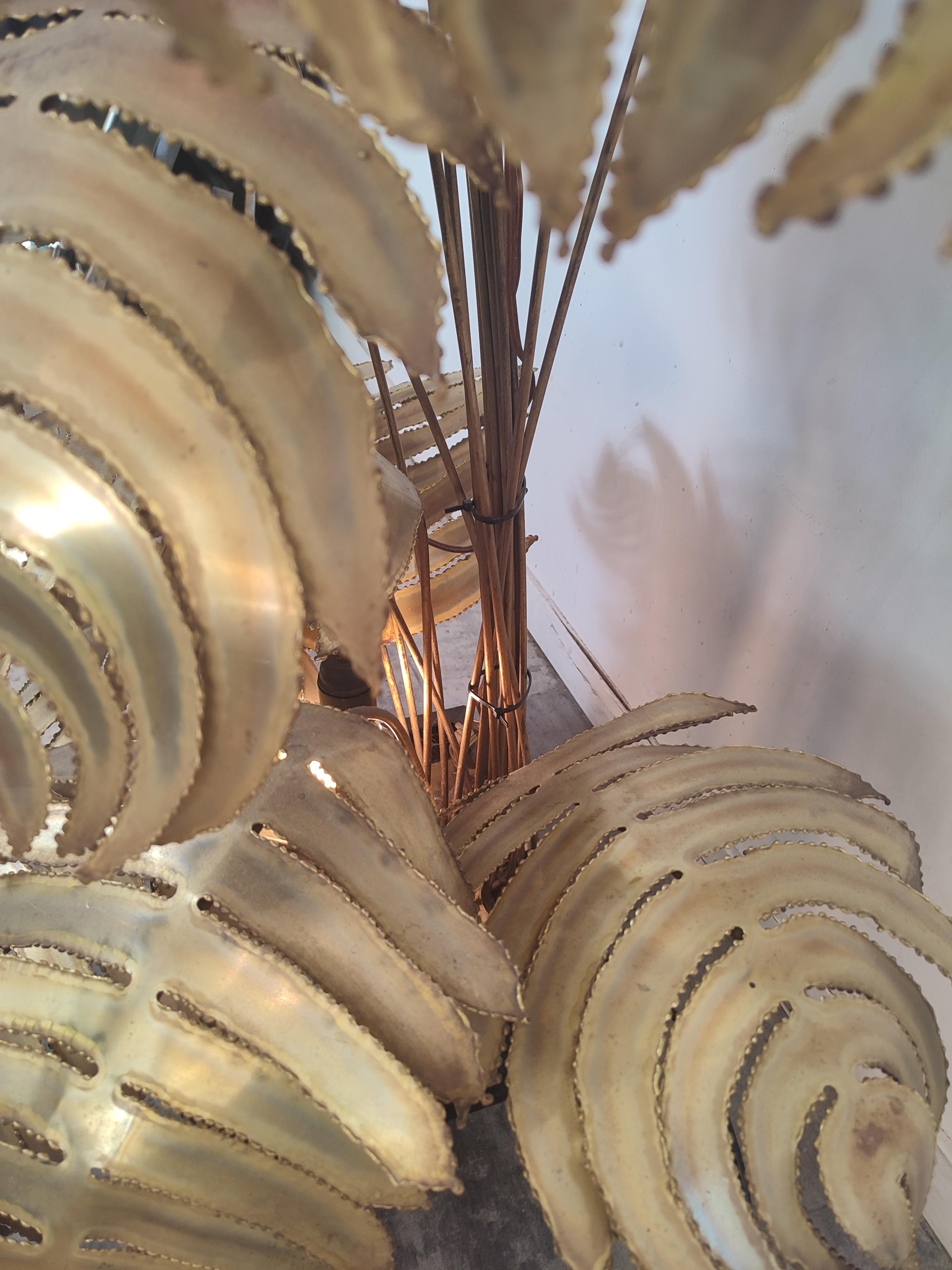 Monstera Floorlamp by Maison Jansen, France, 1980s, Brass Palm For Sale 2