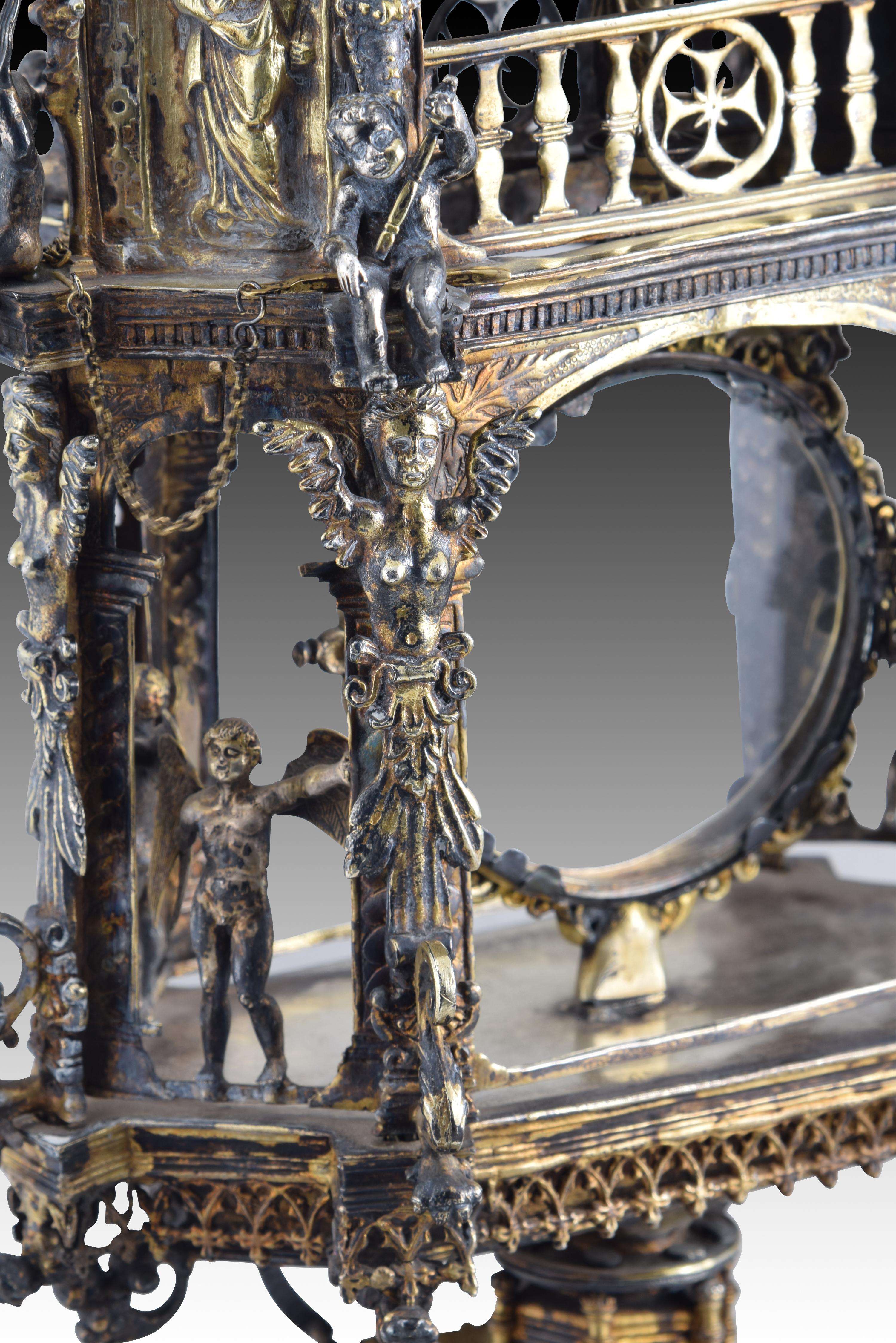Ostensoir (type temple). Argent. Espagne, 16e siècle avec restaurations. en vente 5