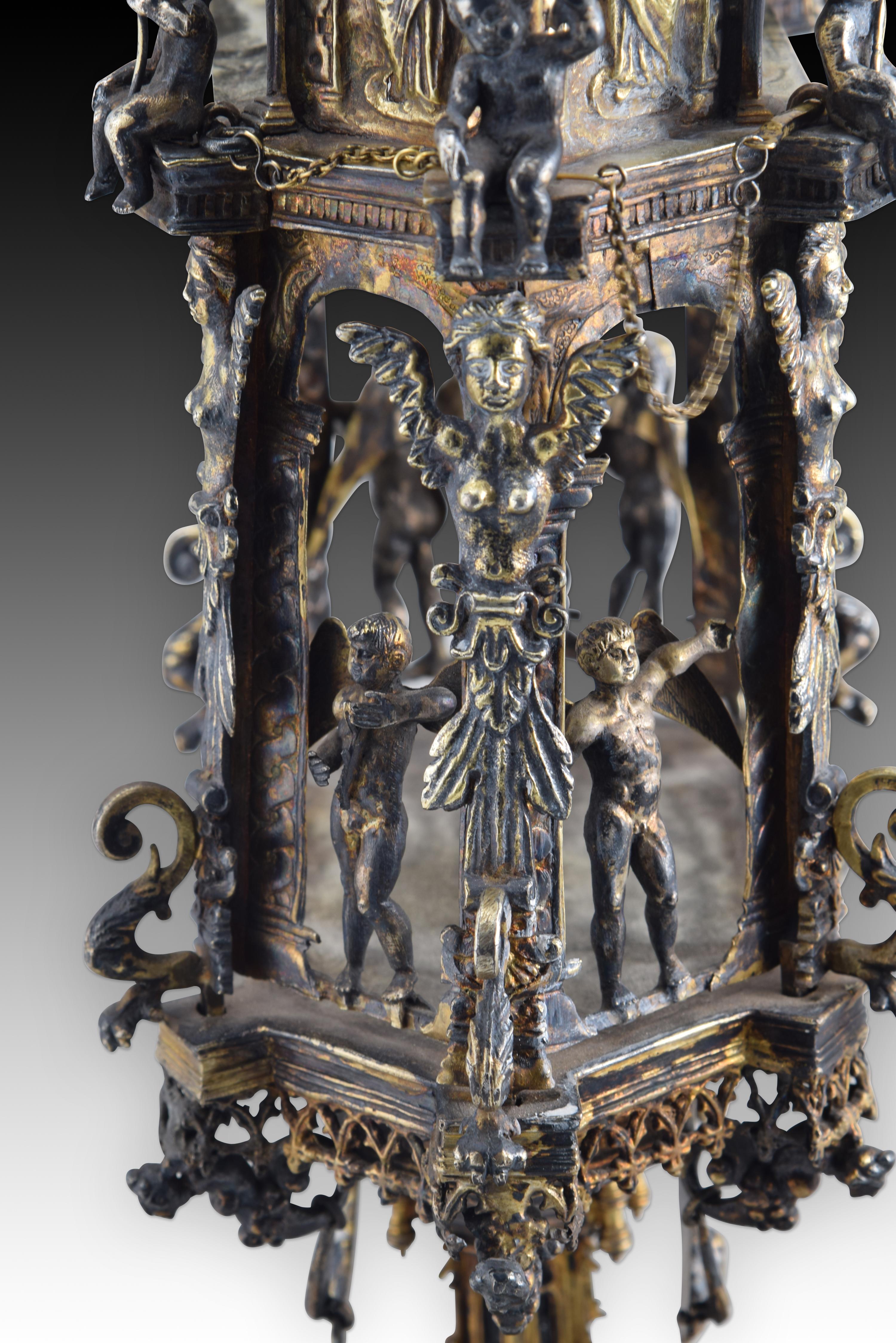 Monstrance (temple type). Silver. Spain, 16th century with restorations. For Sale 6