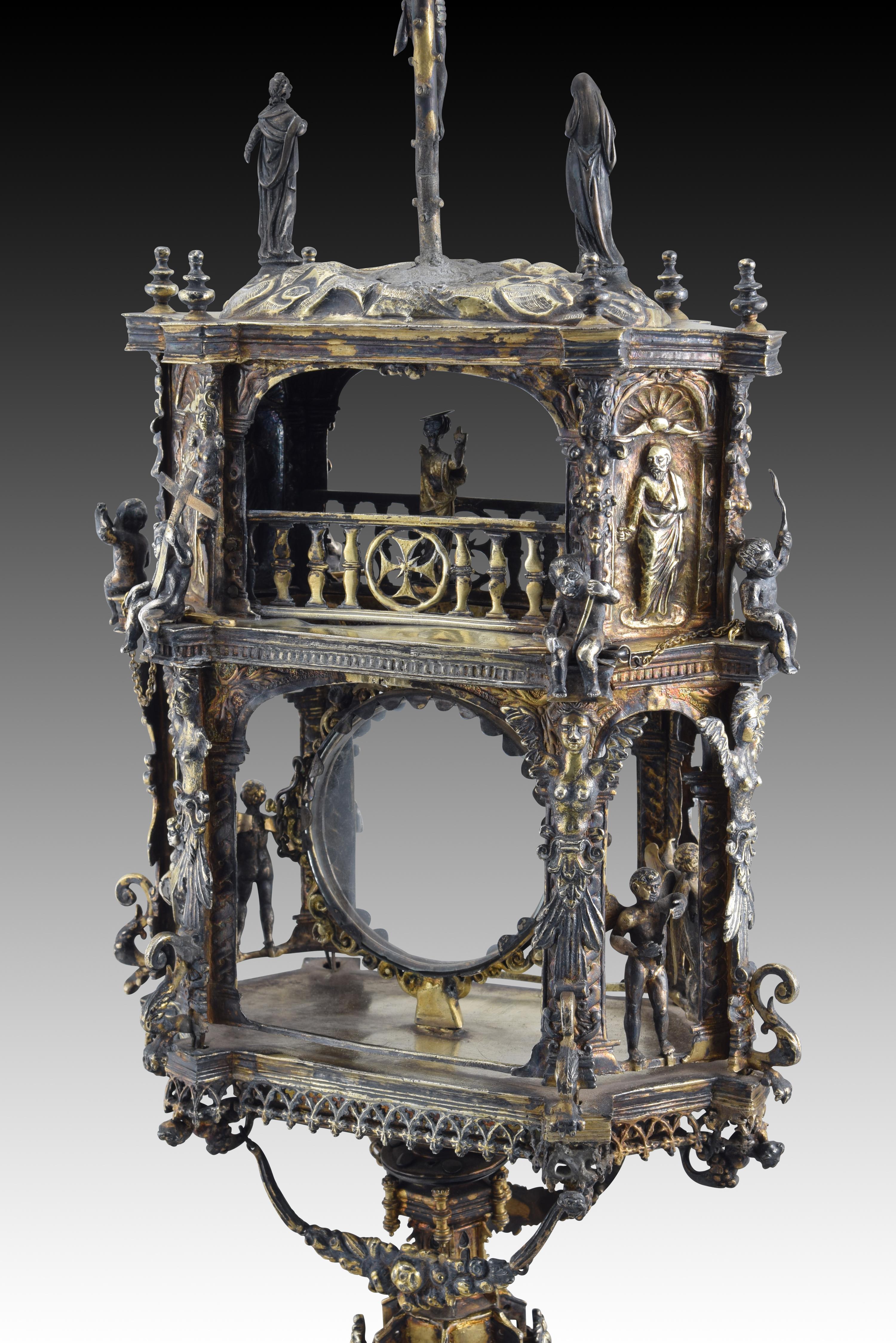 Ostensoir (type temple). Argent. Espagne, 16e siècle avec restaurations. en vente 7