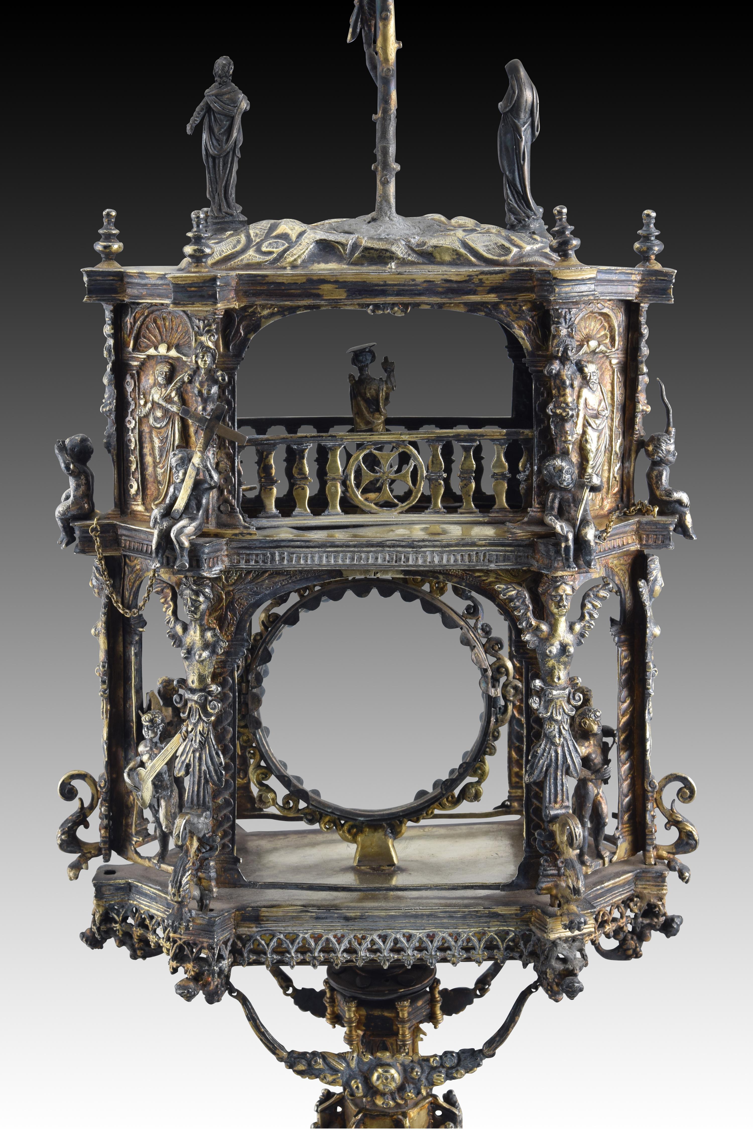 Ostensoir (type temple). Argent. Espagne, 16e siècle avec restaurations. en vente 8