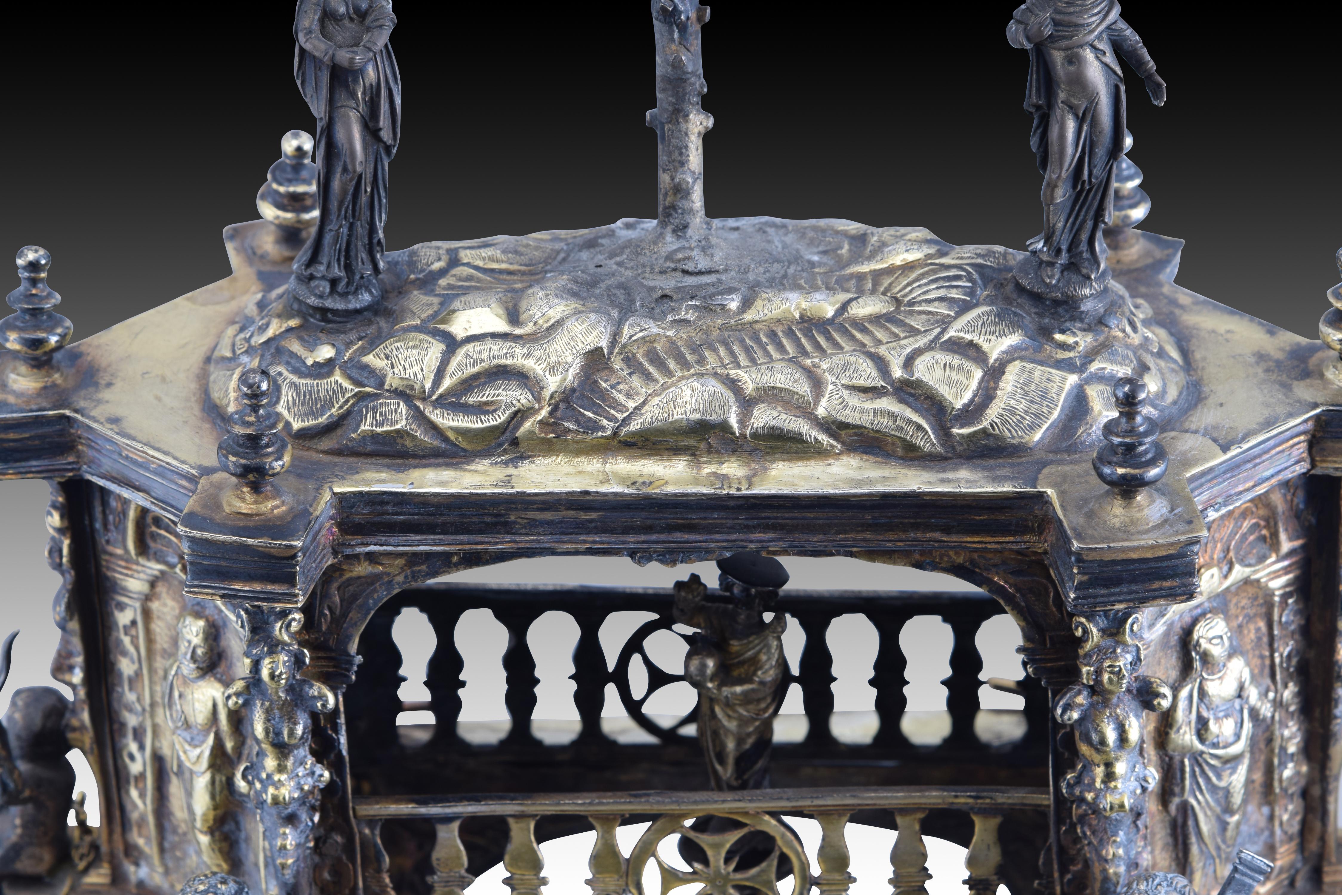 Ostensoir (type temple). Argent. Espagne, 16e siècle avec restaurations. en vente 10