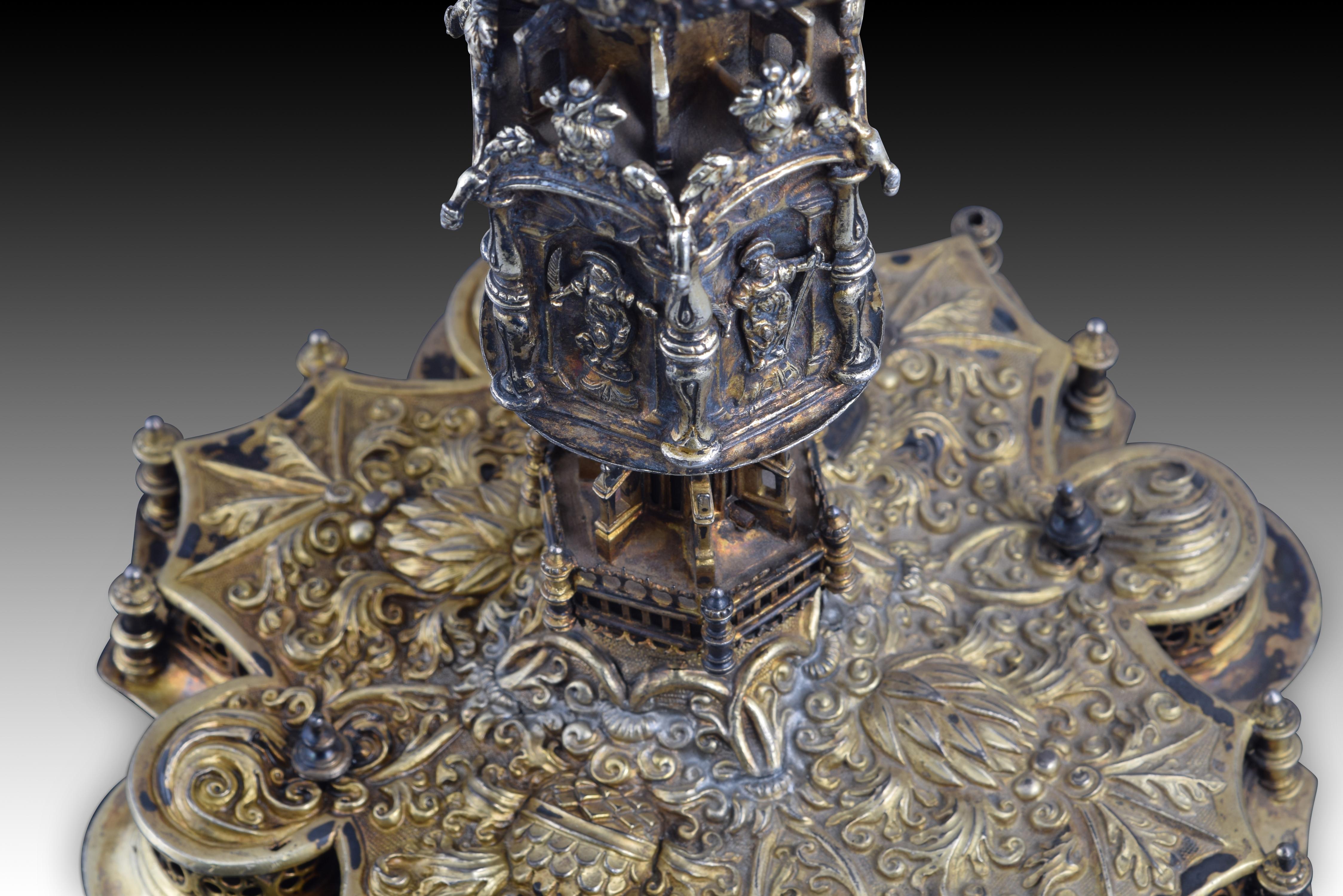 Ostensoir (type temple). Argent. Espagne, 16e siècle avec restaurations. en vente 11