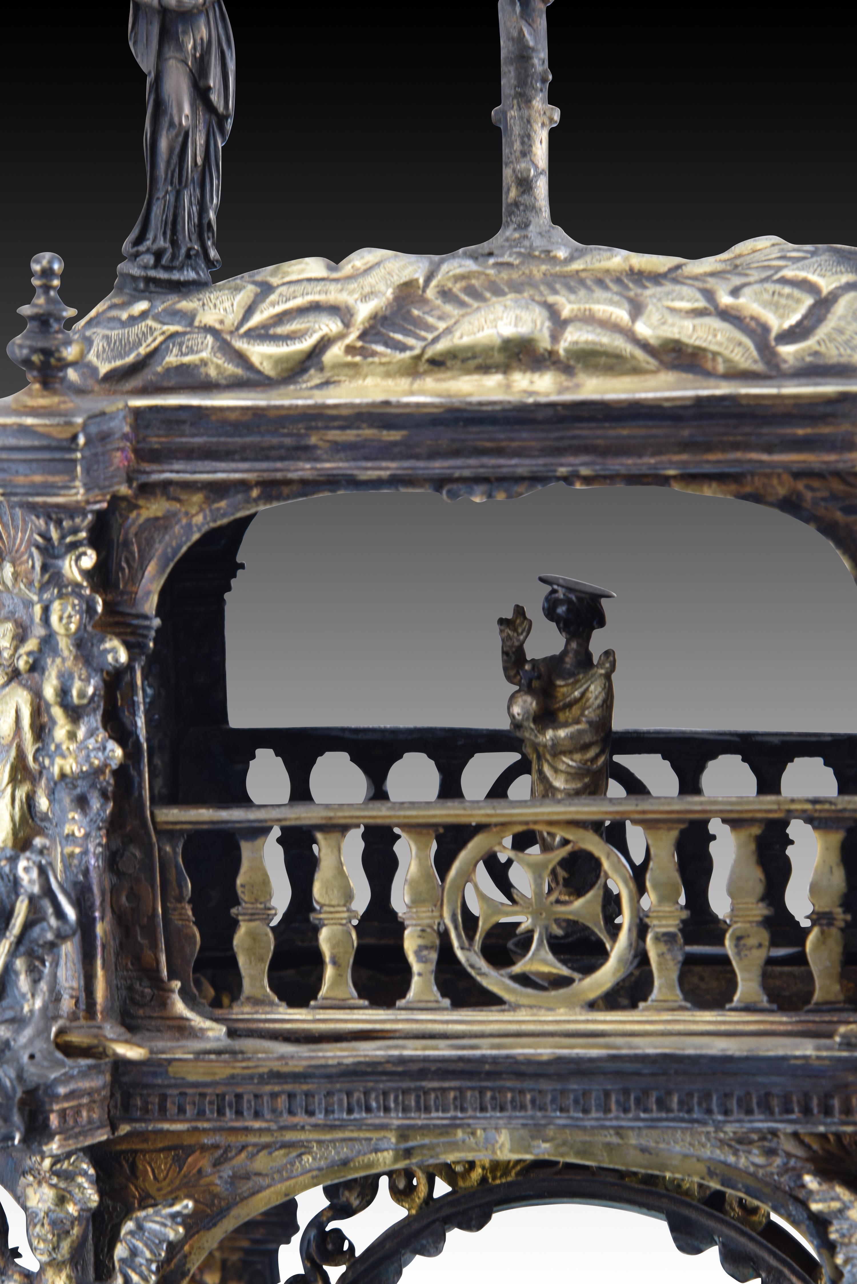 Ostensoir (type temple). Argent. Espagne, 16e siècle avec restaurations. en vente 3