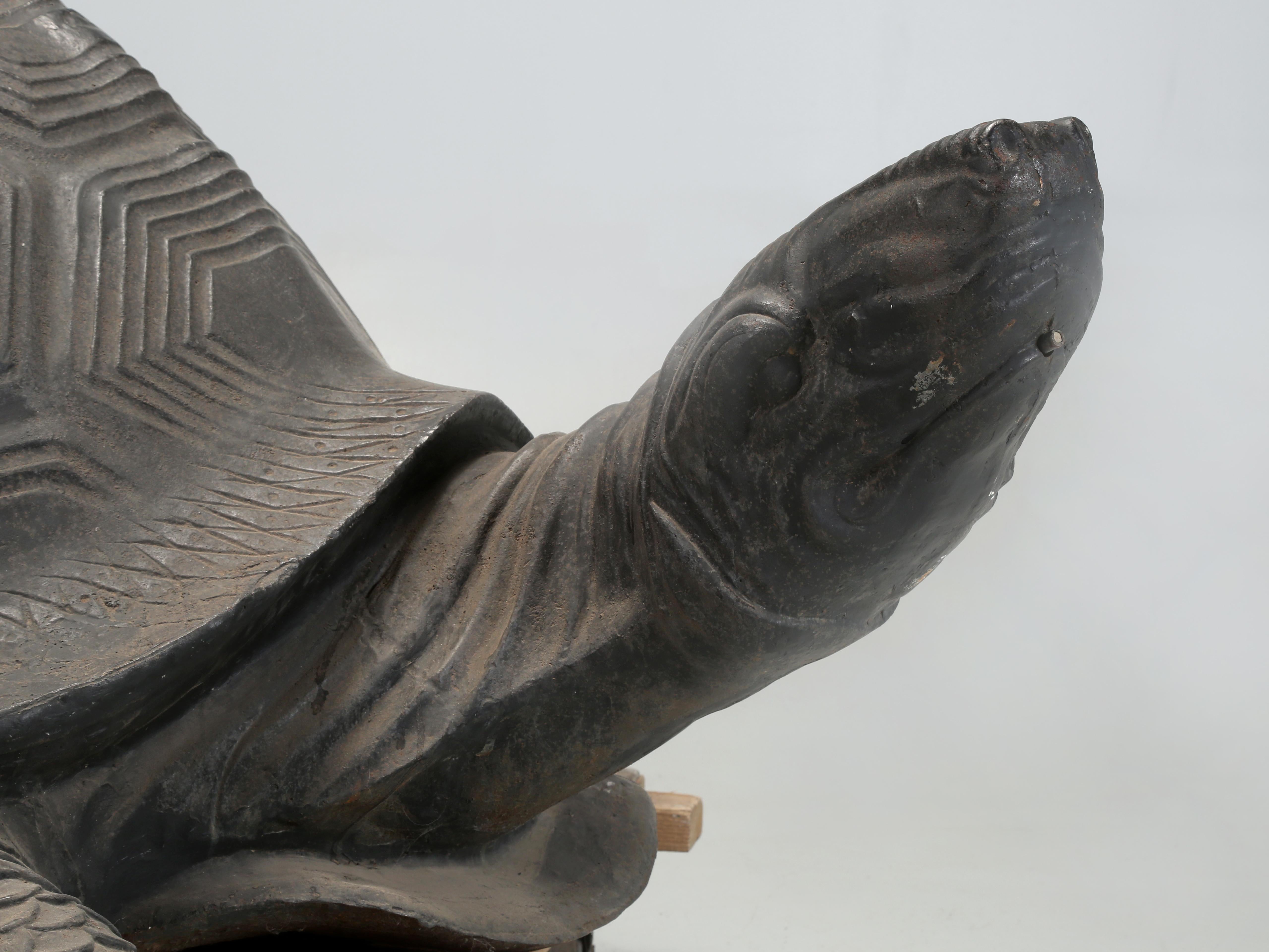 Monstrous Size 6' Long 800 Pound Cast Iron Tortoise Sculpture or Garden Fountain For Sale 5