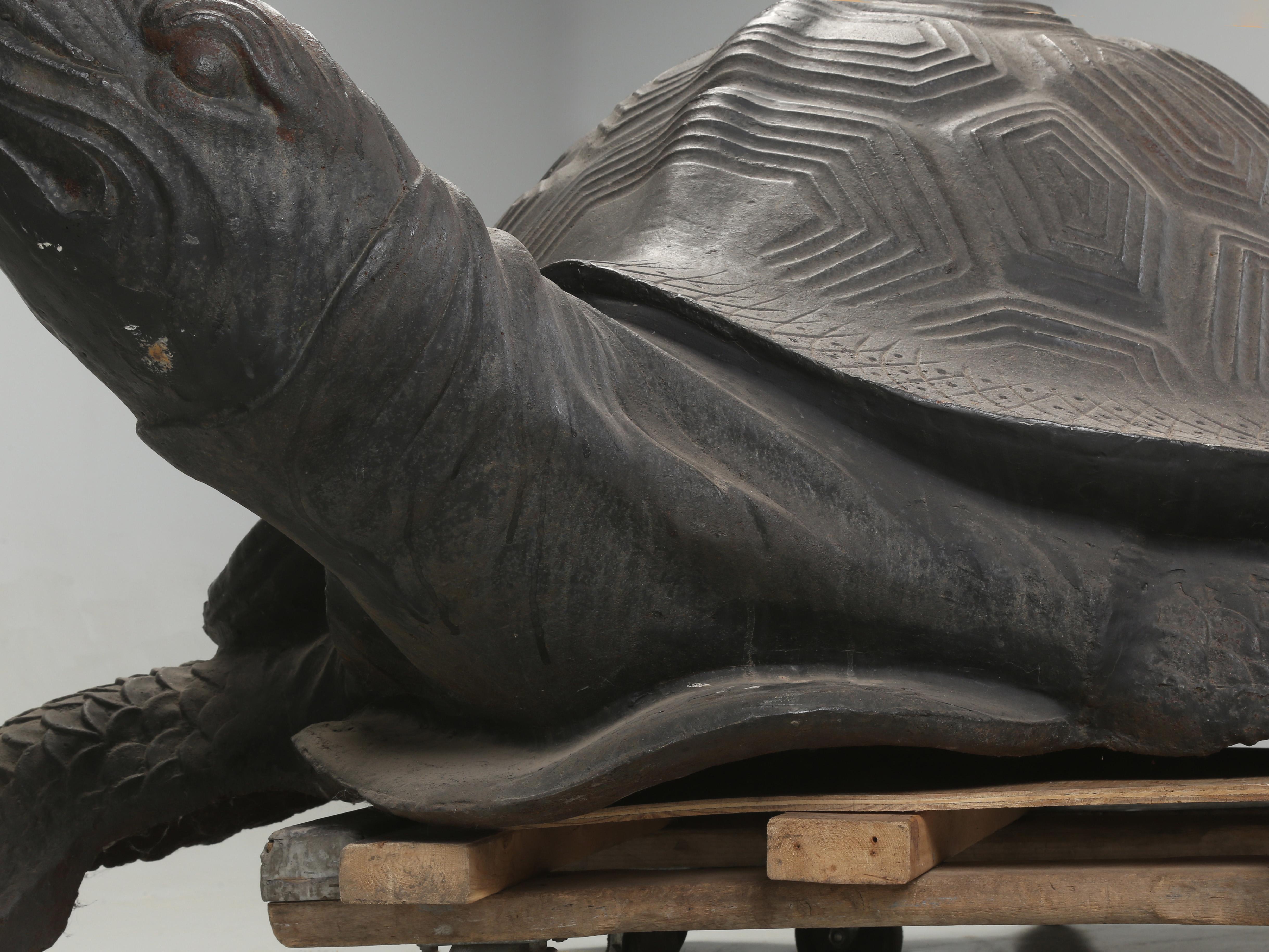 Monstrous Size 6' Long 800 Pound Cast Iron Tortoise Sculpture or Garden Fountain For Sale 7