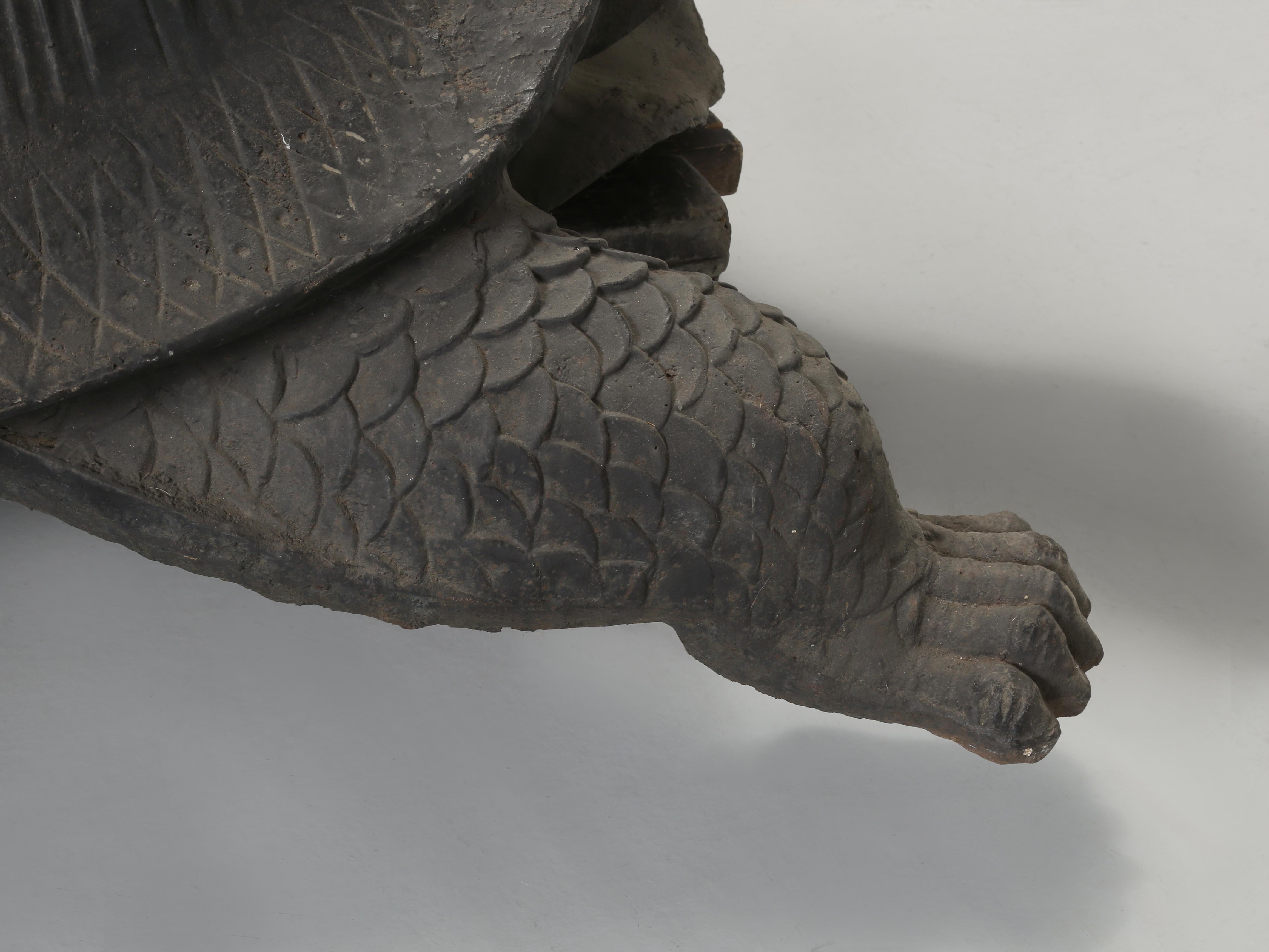 Monstrous Size 6' Long 800 Pound Cast Iron Tortoise Sculpture or Garden Fountain For Sale 10