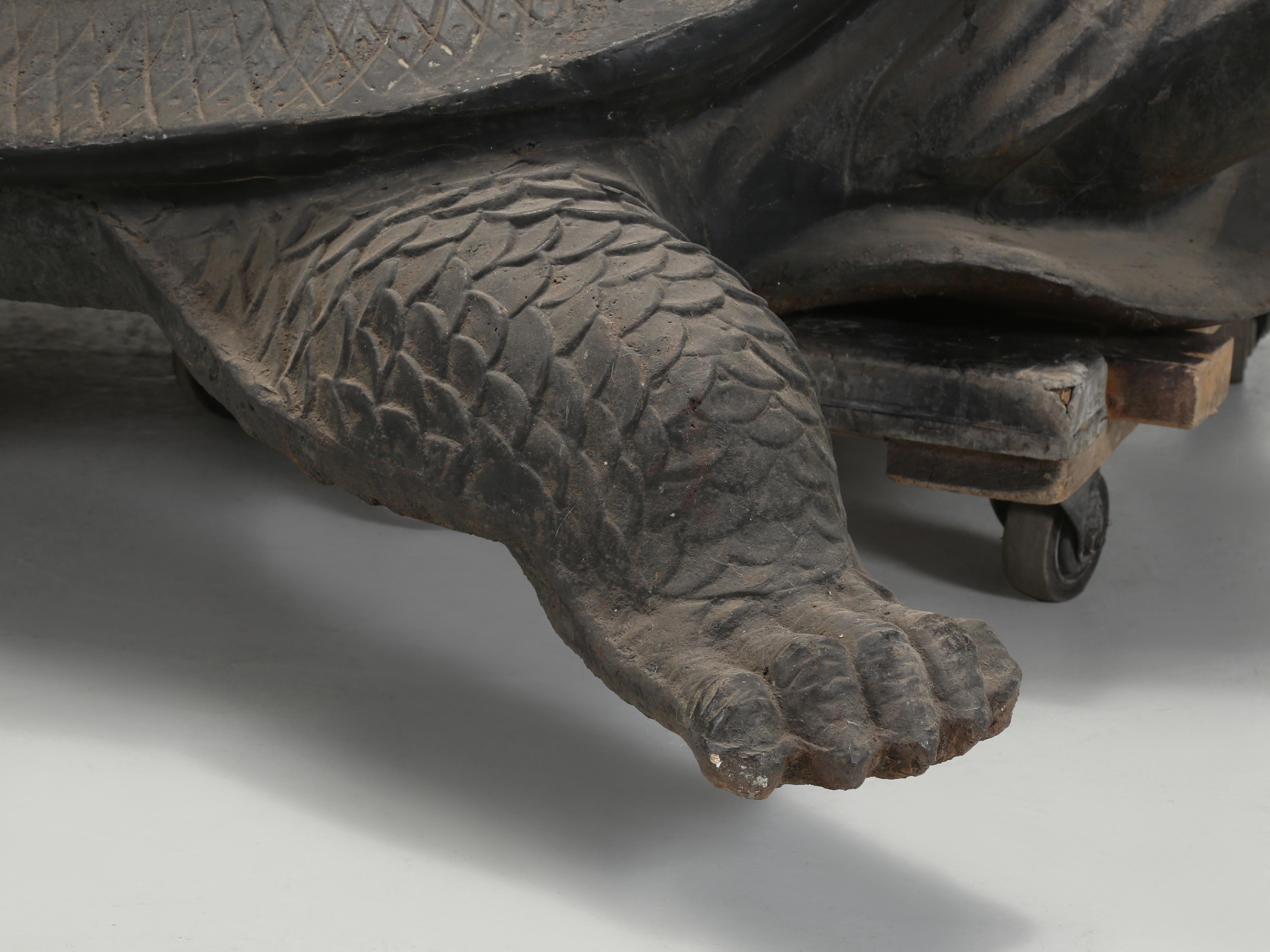 Monstrous Size 6' Long 800 Pound Cast Iron Tortoise Sculpture or Garden Fountain For Sale 11
