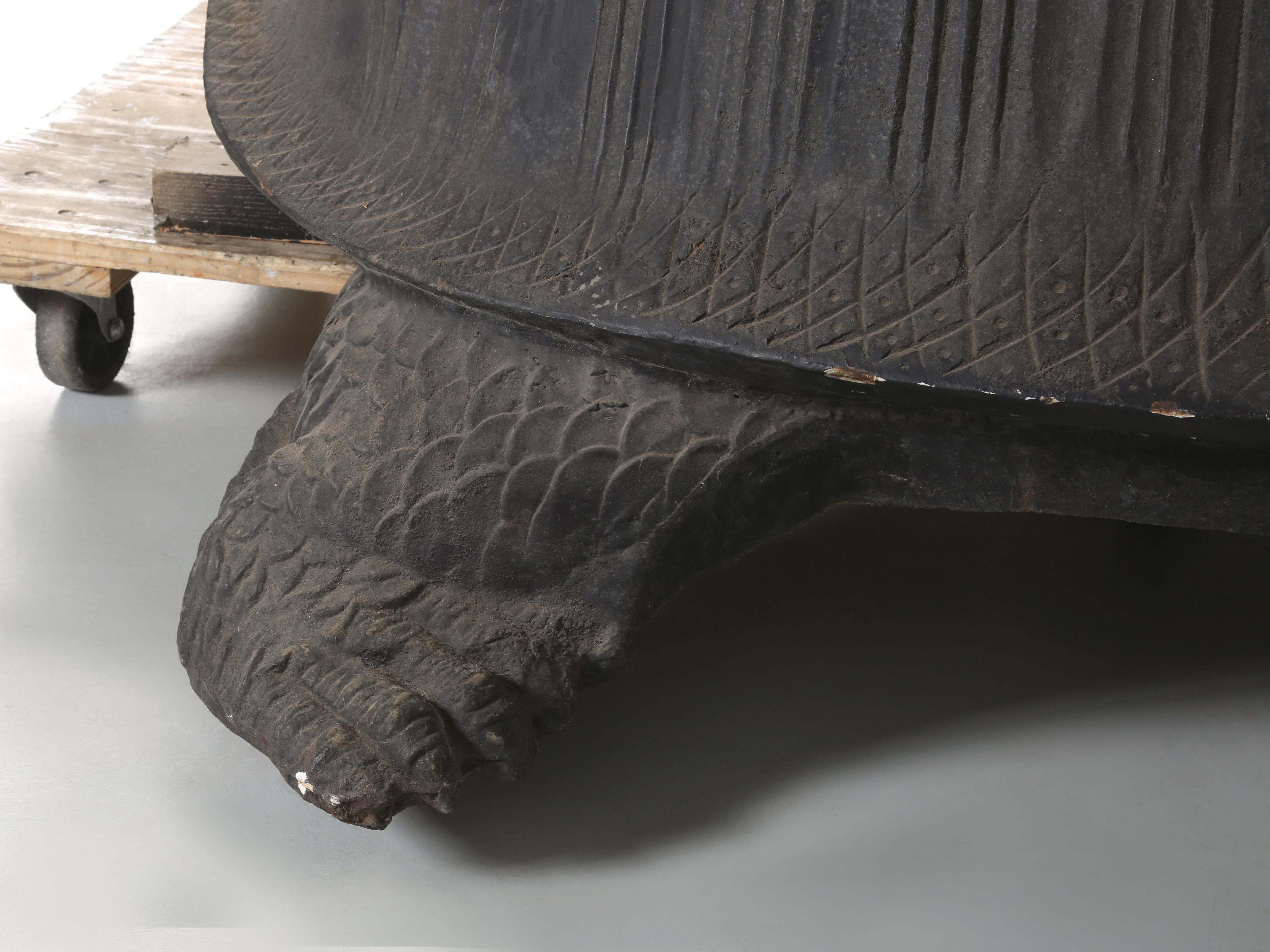 Monstrous Size 6' Long 800 Pound Cast Iron Tortoise Sculpture or Garden Fountain For Sale 12