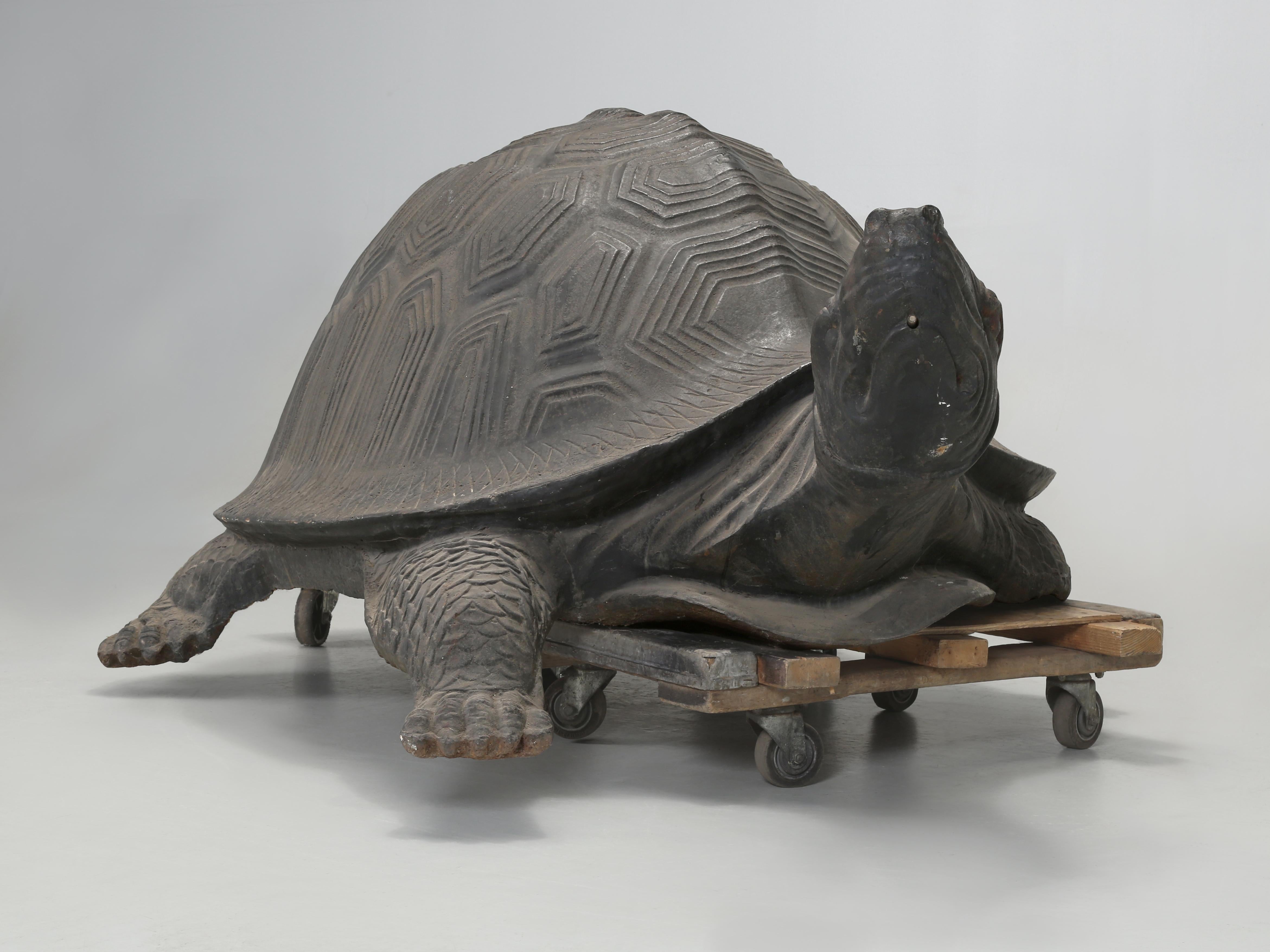 Asian Monstrous Size 6' Long 800 Pound Cast Iron Tortoise Sculpture or Garden Fountain For Sale