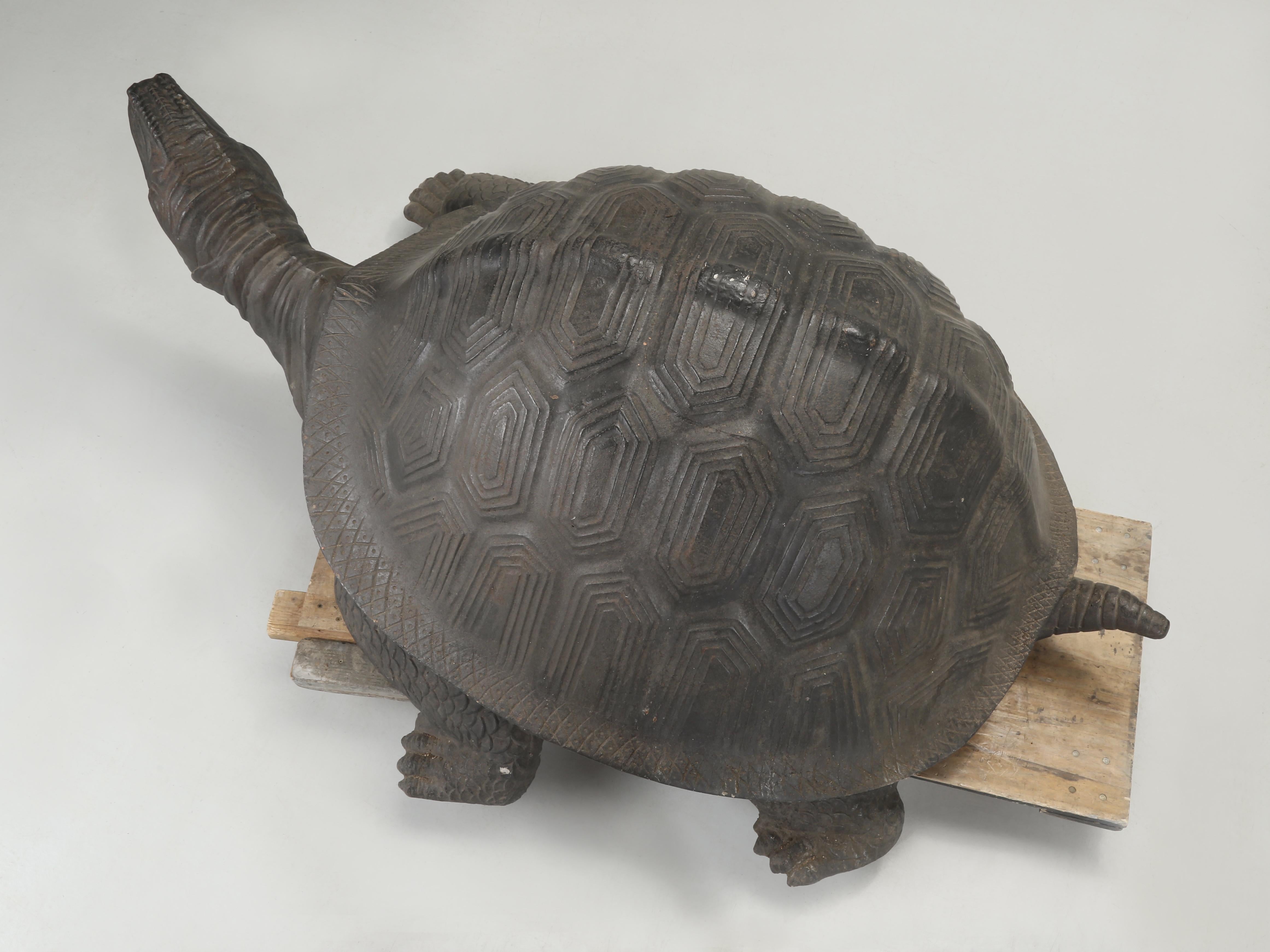 Late 20th Century Monstrous Size 6' Long 800 Pound Cast Iron Tortoise Sculpture or Garden Fountain For Sale