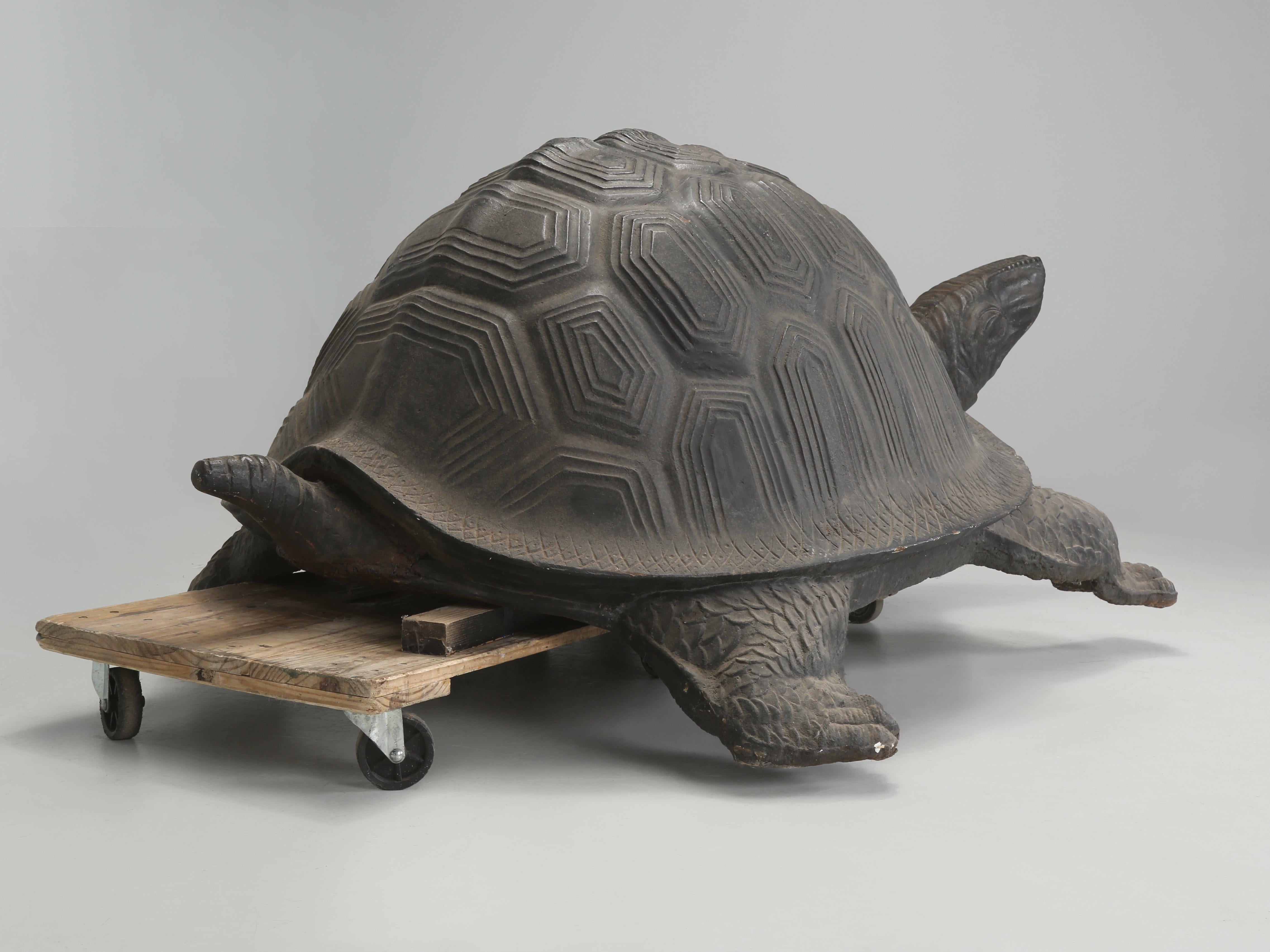 Metal Monstrous Size 6' Long 800 Pound Cast Iron Tortoise Sculpture or Garden Fountain For Sale