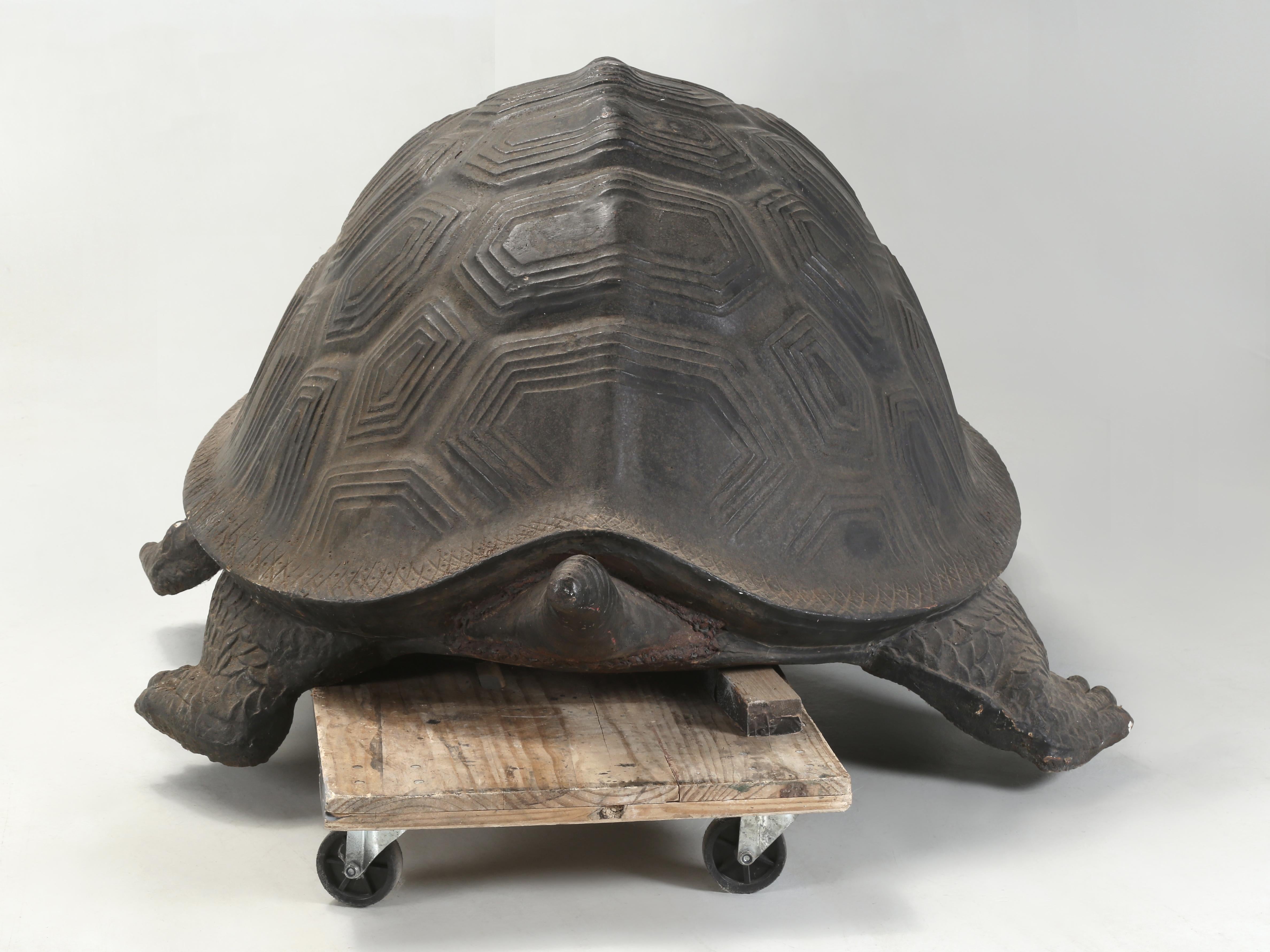 Monstrous Size 6' Long 800 Pound Cast Iron Tortoise Sculpture or Garden Fountain For Sale 1