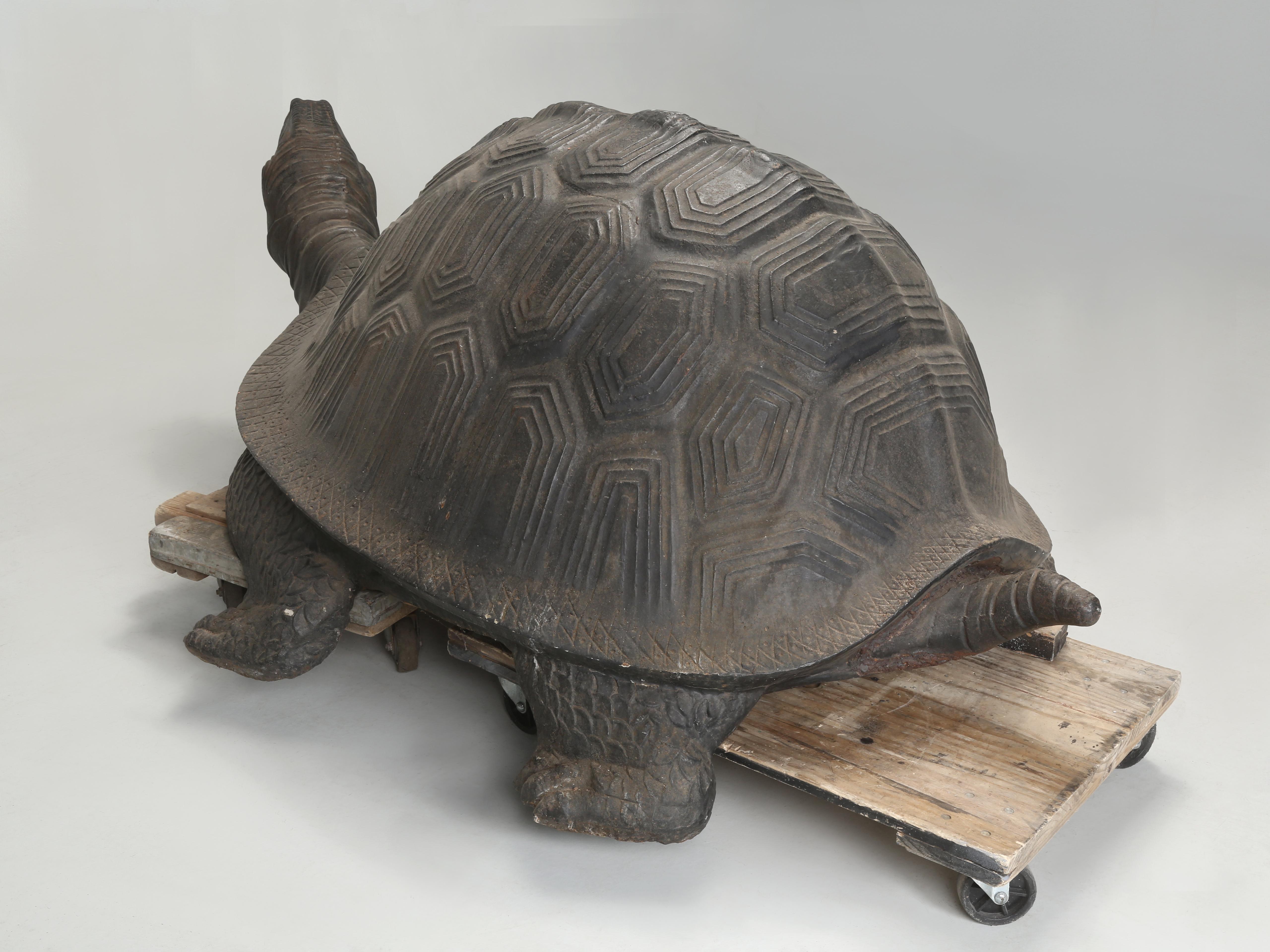 Monstrous Size 6' Long 800 Pound Cast Iron Tortoise Sculpture or Garden Fountain For Sale 2