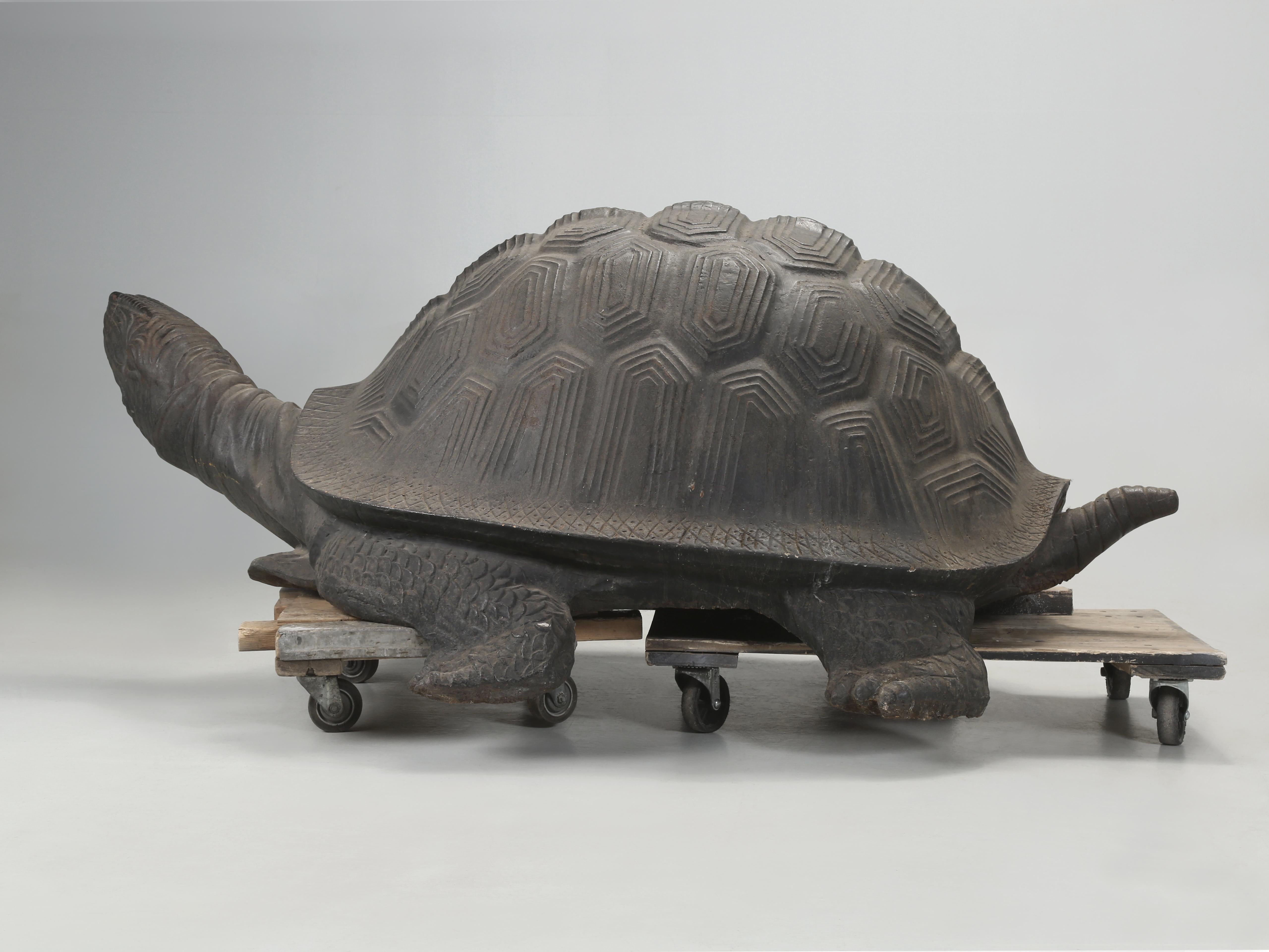 Monstrous Size 6' Long 800 Pound Cast Iron Tortoise Sculpture or Garden Fountain For Sale 3