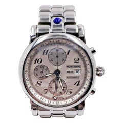 Used Montblanc 7067 Meisterstruck Star GMT Extra Large Chronograph Stainless Box 