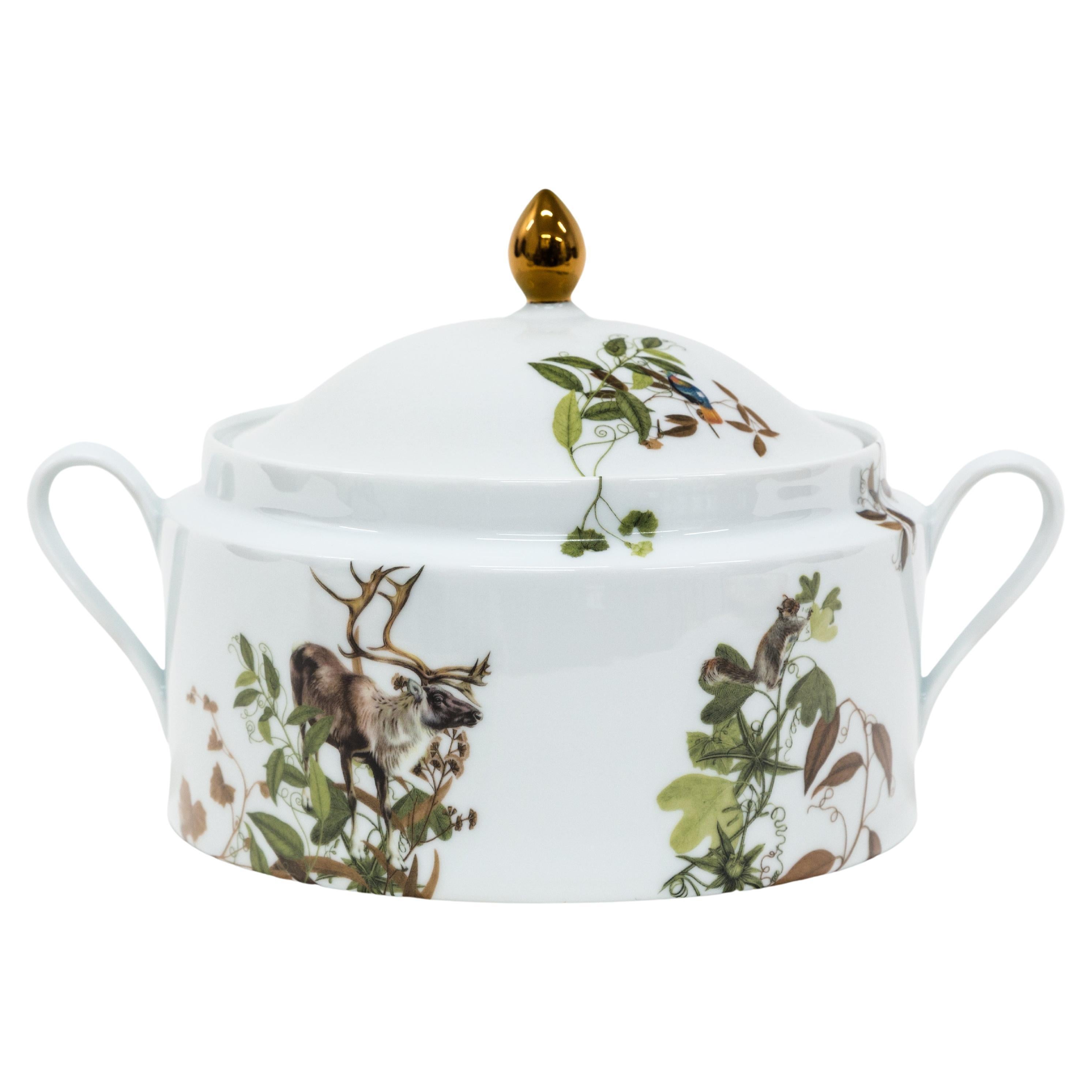 Mont Blanc, Contemporary Decorated Porcelain Tureen by Vito Nesta