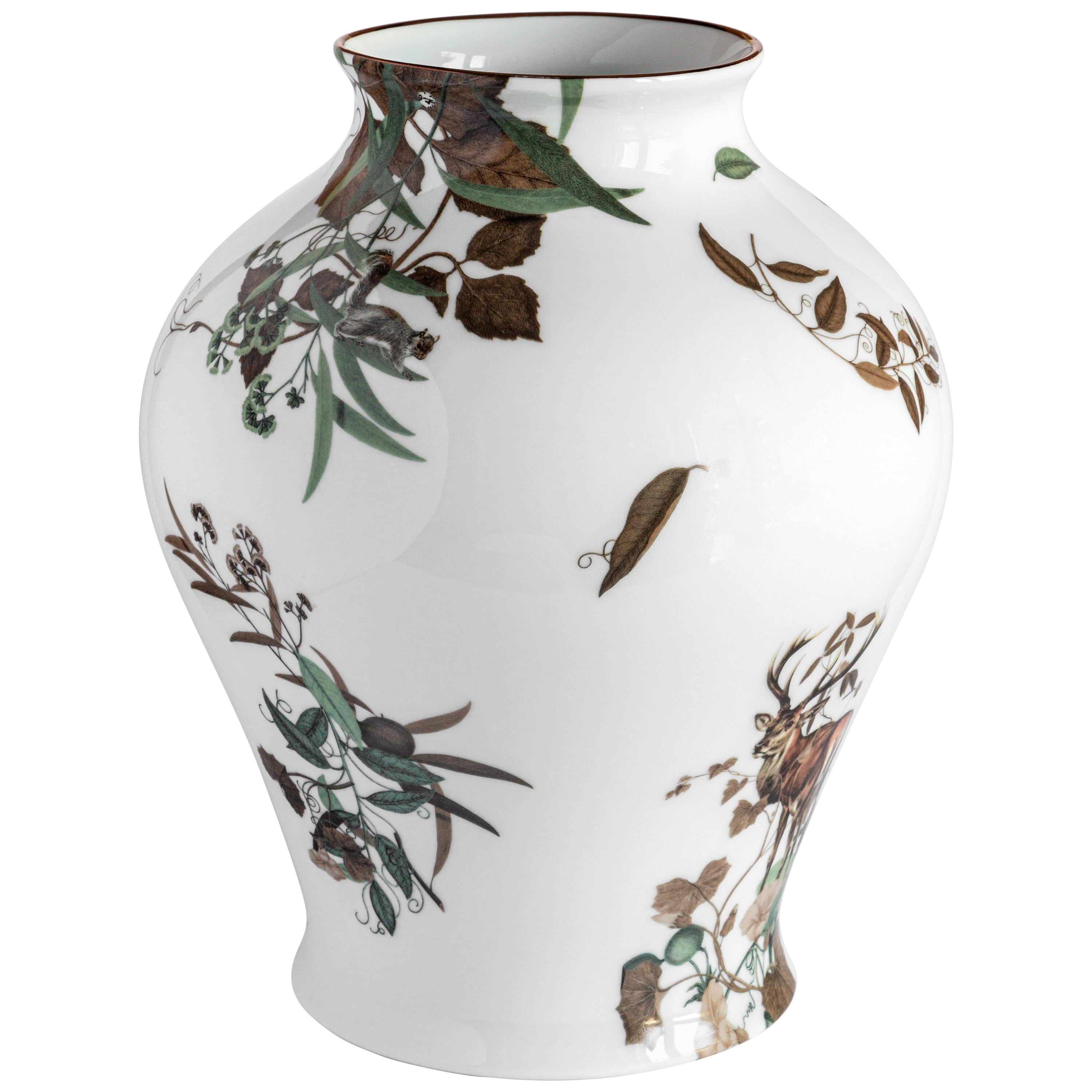 Mont Blanc, Contemporary Porcelain Vase with Decorative Design by Vito Nesta For Sale