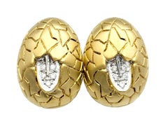 Mont Blanc Diamond Omega Back Non-Pierced Stud Earrings in 18 Karat Yellow Gold