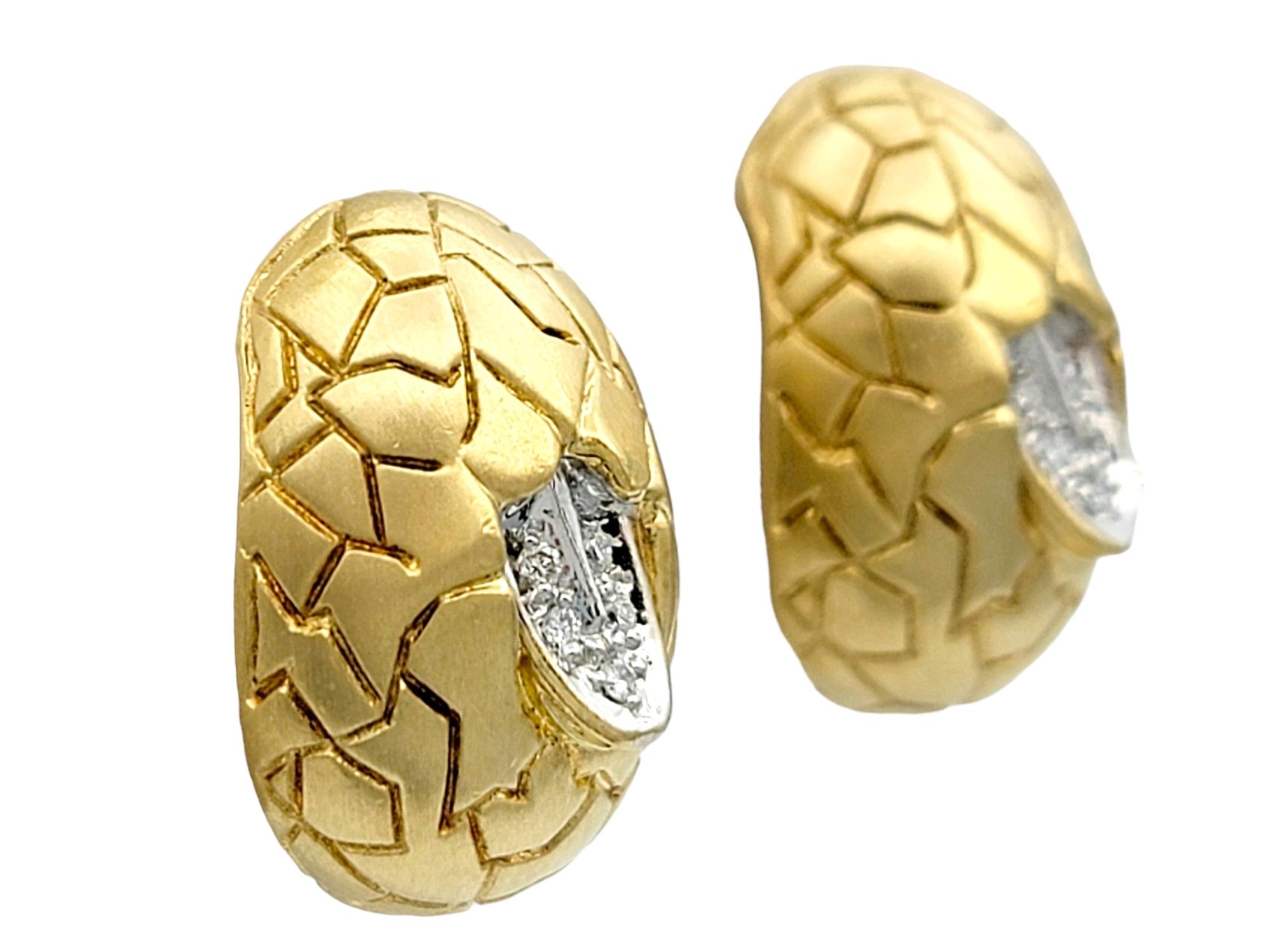 Contemporary Mont Blanc Diamond Omega Back Non-Pierced Stud Earrings in 18 Karat Yellow Gold For Sale