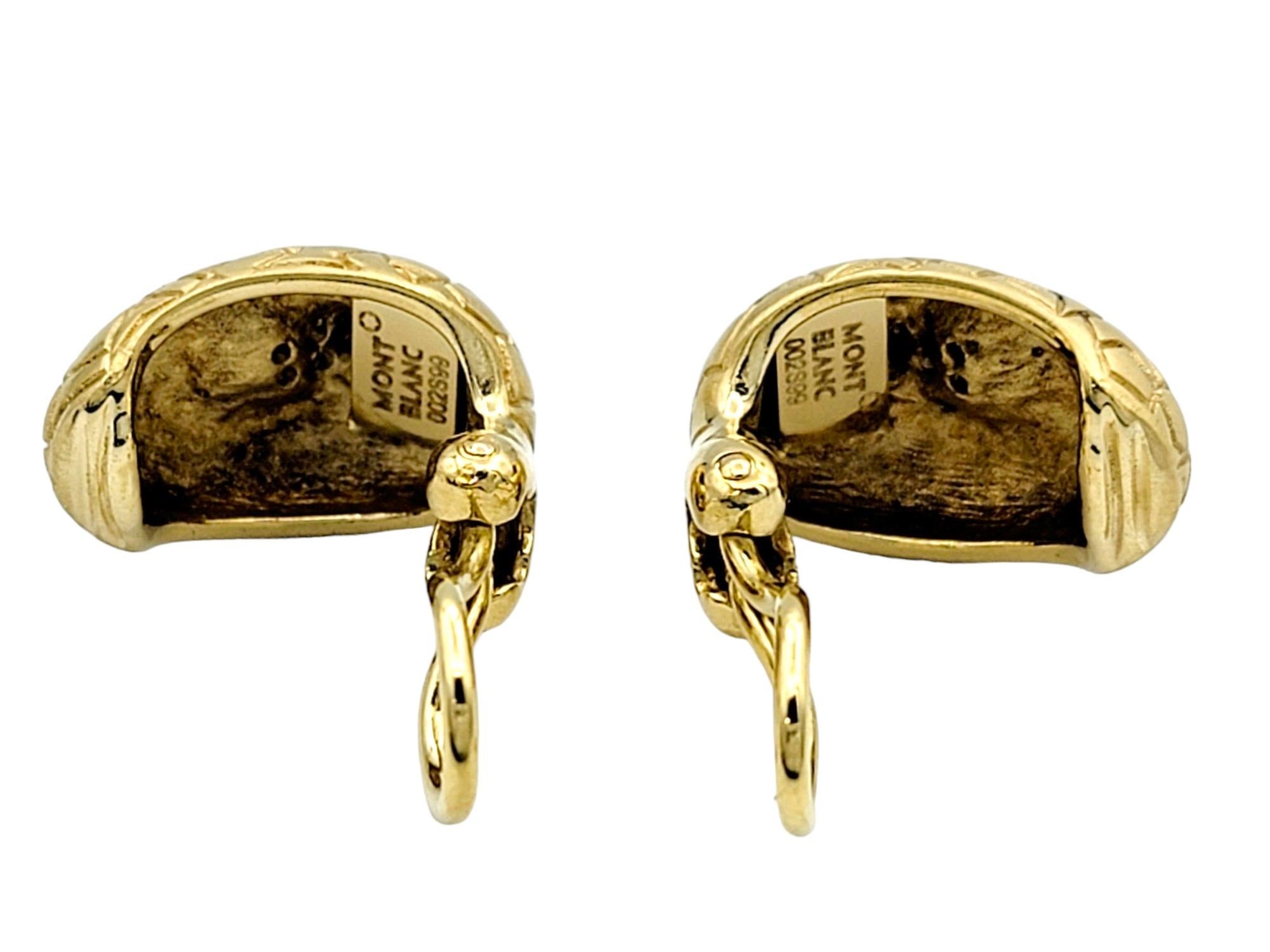 Women's Mont Blanc Diamond Omega Back Non-Pierced Stud Earrings in 18 Karat Yellow Gold For Sale