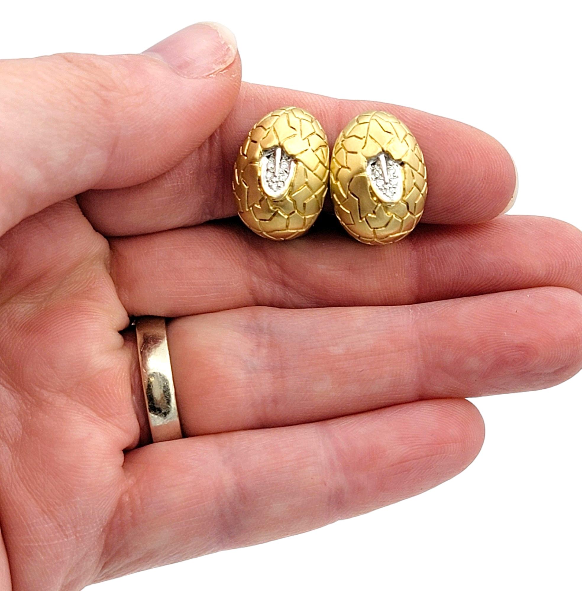 Mont Blanc Diamond Omega Back Non-Pierced Stud Earrings in 18 Karat Yellow Gold For Sale 2