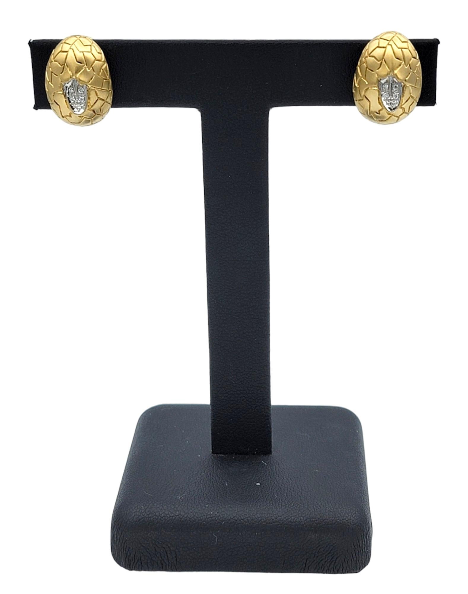 Mont Blanc Diamond Omega Back Non-Pierced Stud Earrings in 18 Karat Yellow Gold For Sale 3