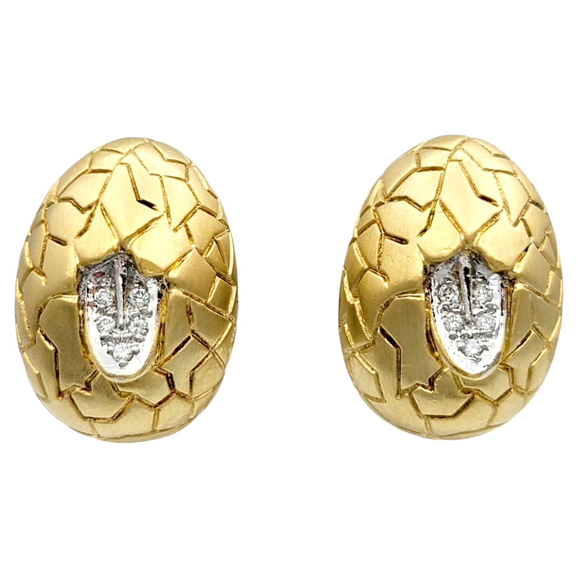 Mont Blanc Diamond Omega Back Non-Pierced Stud Earrings in 18 Karat Yellow Gold For Sale