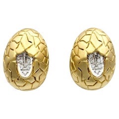 Mont Blanc Diamond Omega Back Non-Pierced Stud Earrings in 18 Karat Yellow Gold