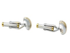 Mont Blanc Meisterstuck Men's Oval Ridged Cuff Links Set in Sterling Silver