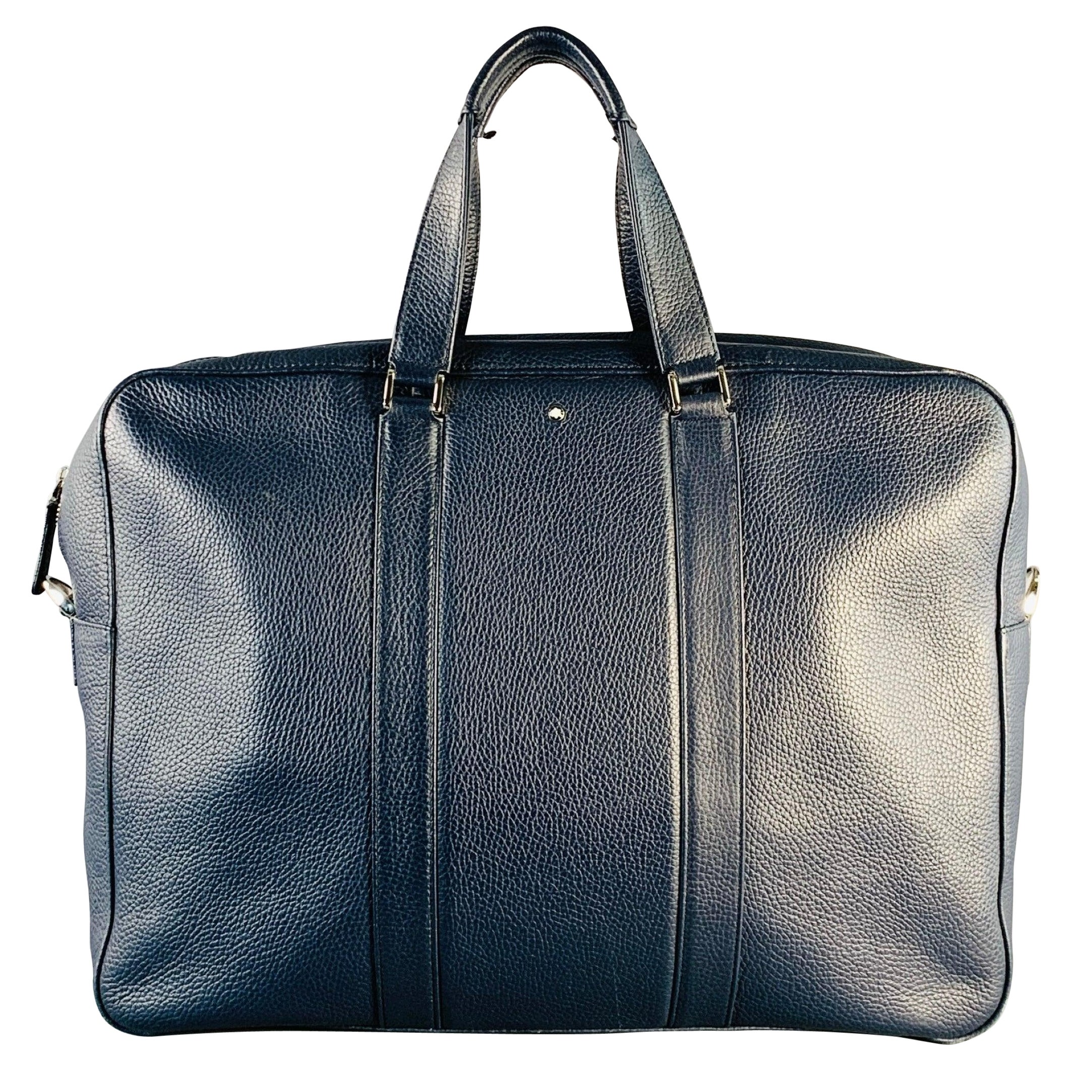 MONT BLANC Navy Pebble Grain Leather Briefcase