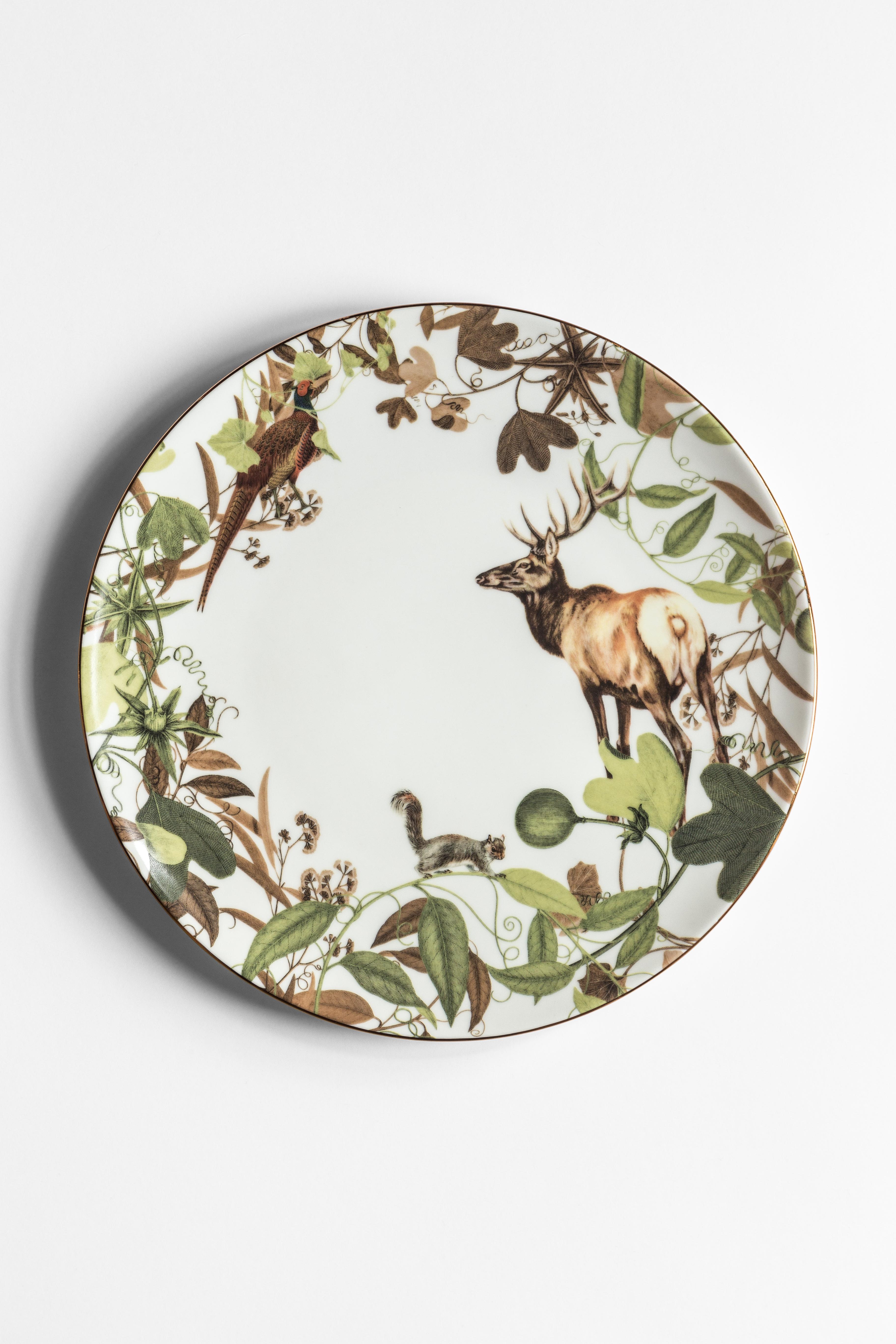 Mont Blanc, Six Contemporary Porcelain Dinner Plates with Decorative Design In New Condition For Sale In Milano, Lombardia