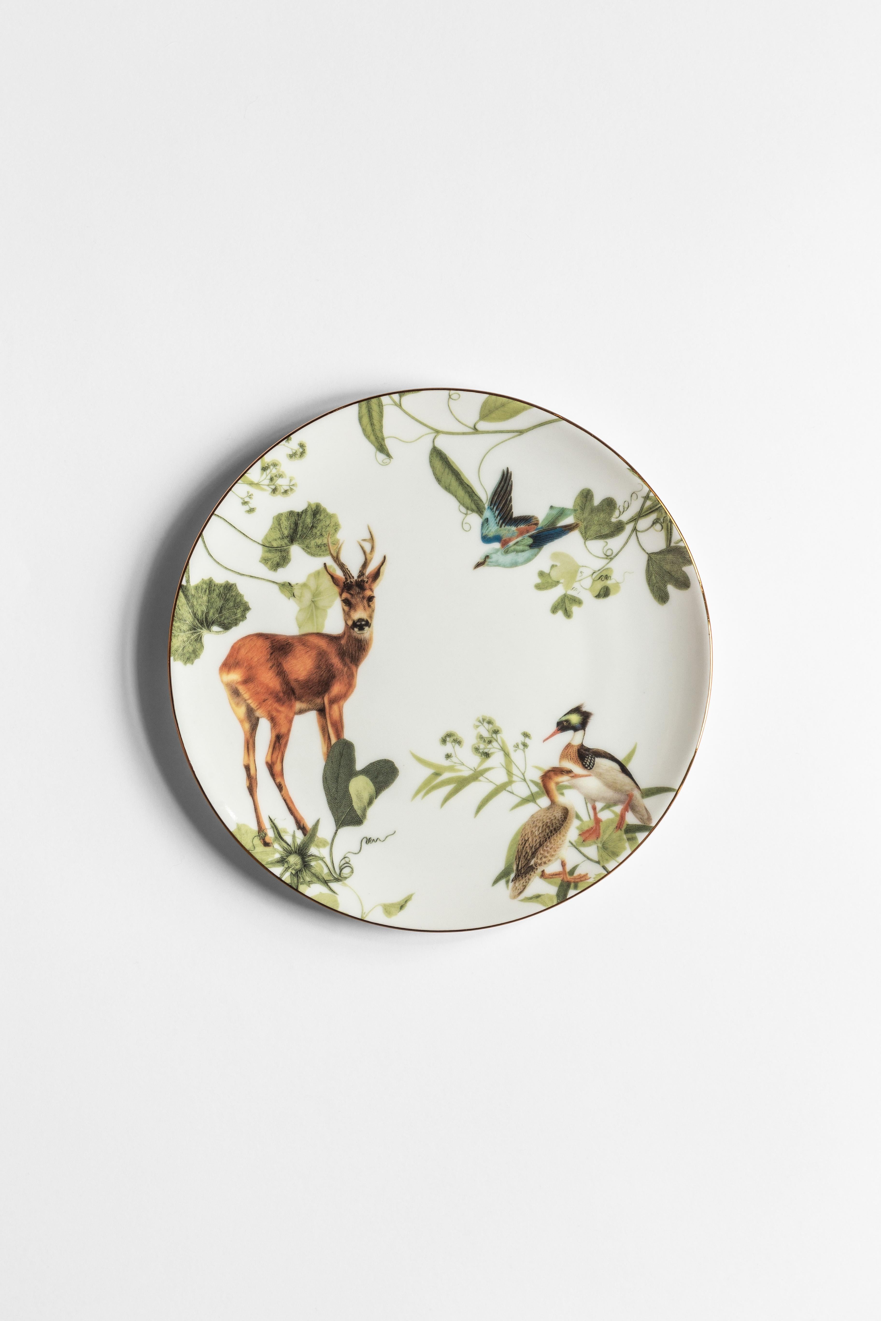 Mont Blanc, Six Contemporary Porcelain Dessert Plates with Decorative Design For Sale 1