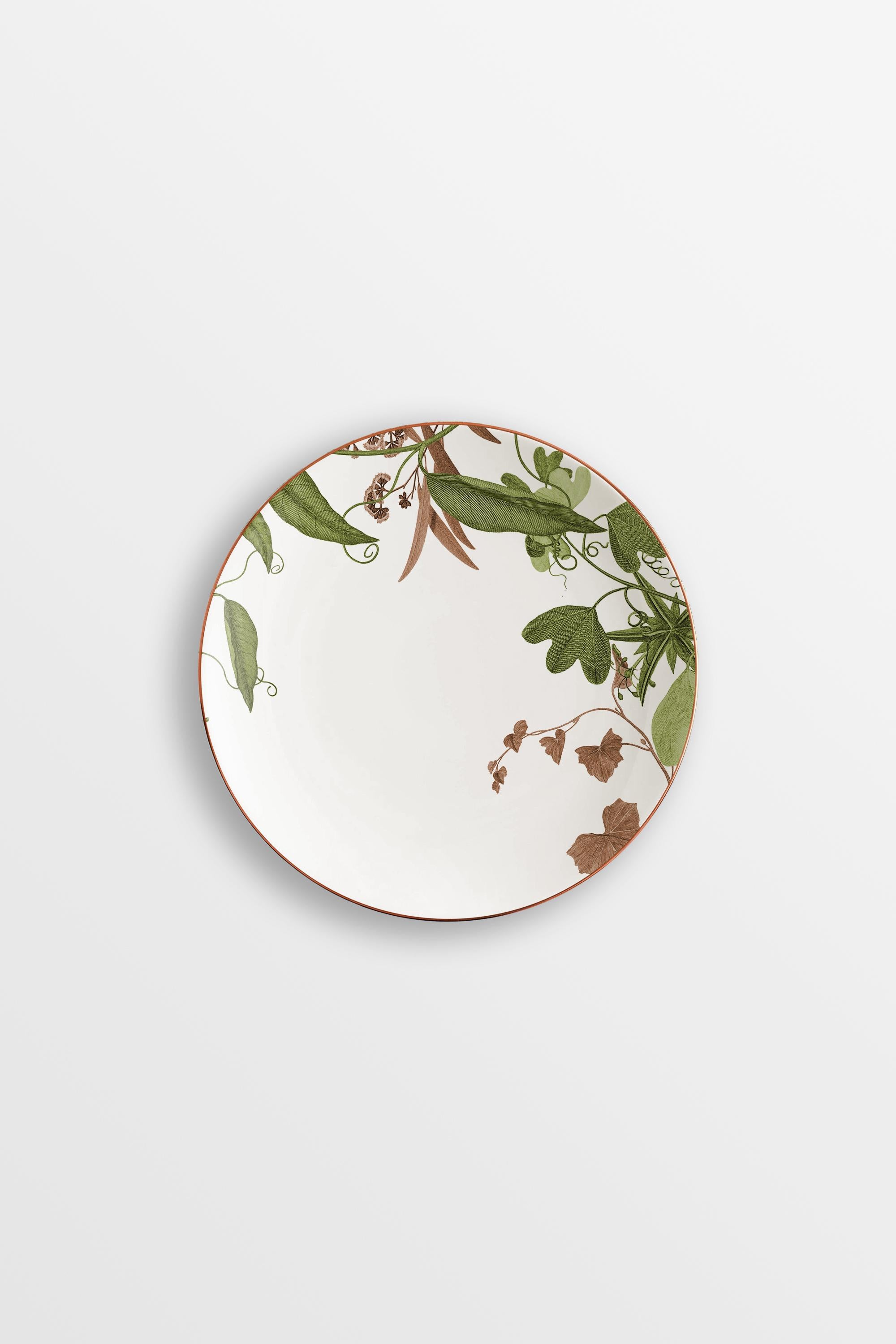 Mont Blanc, Six Contemporary Porcelain Bread Plates with Decorative Design For Sale 1