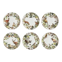 Mont Blanc, Six Contemporary Porcelain Dinner Plates with Decorative Design